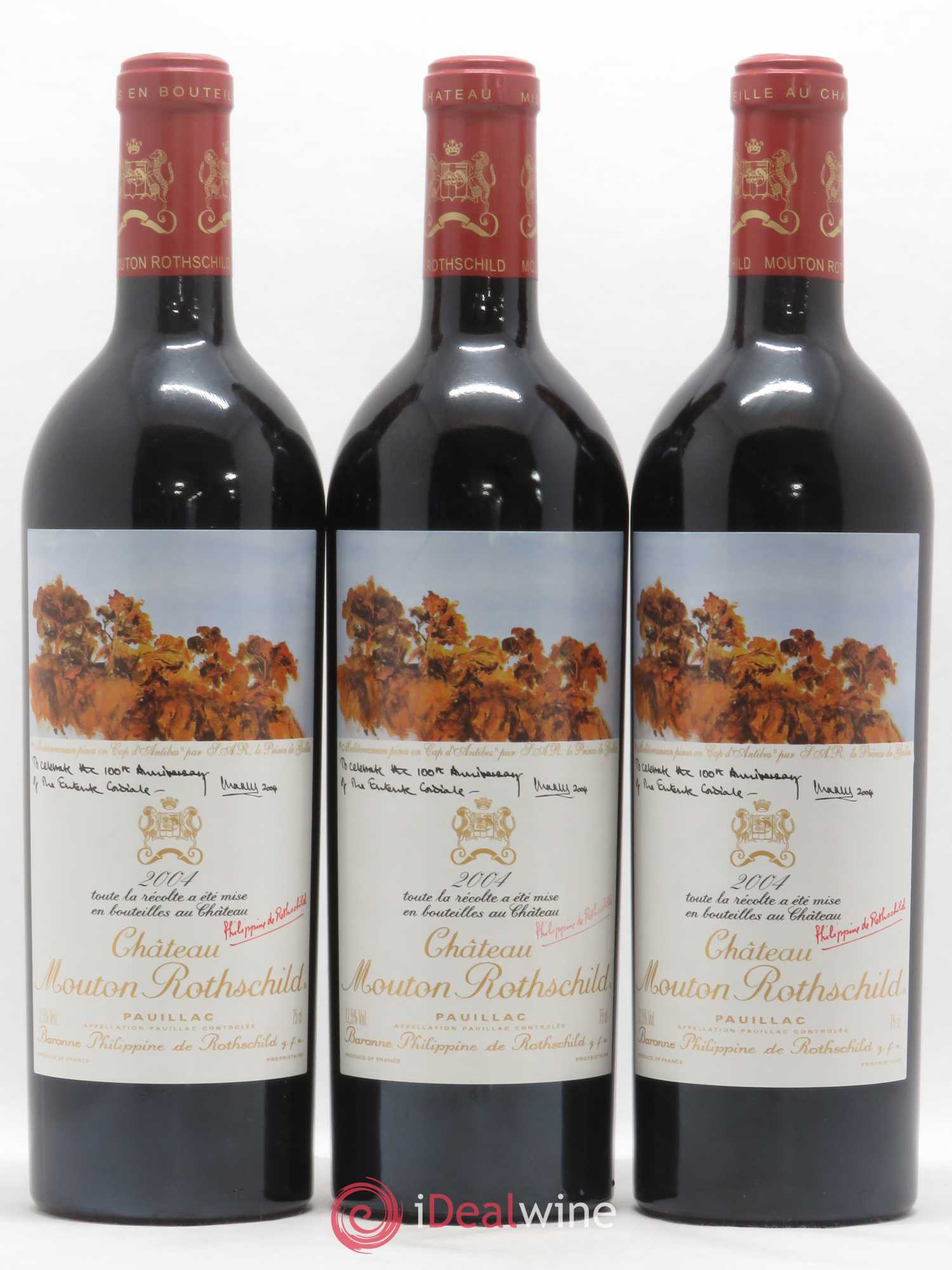 Château Mouton Rothschild 1er Grand Cru Classé 2004 - Lot de 3 bouteilles - 0