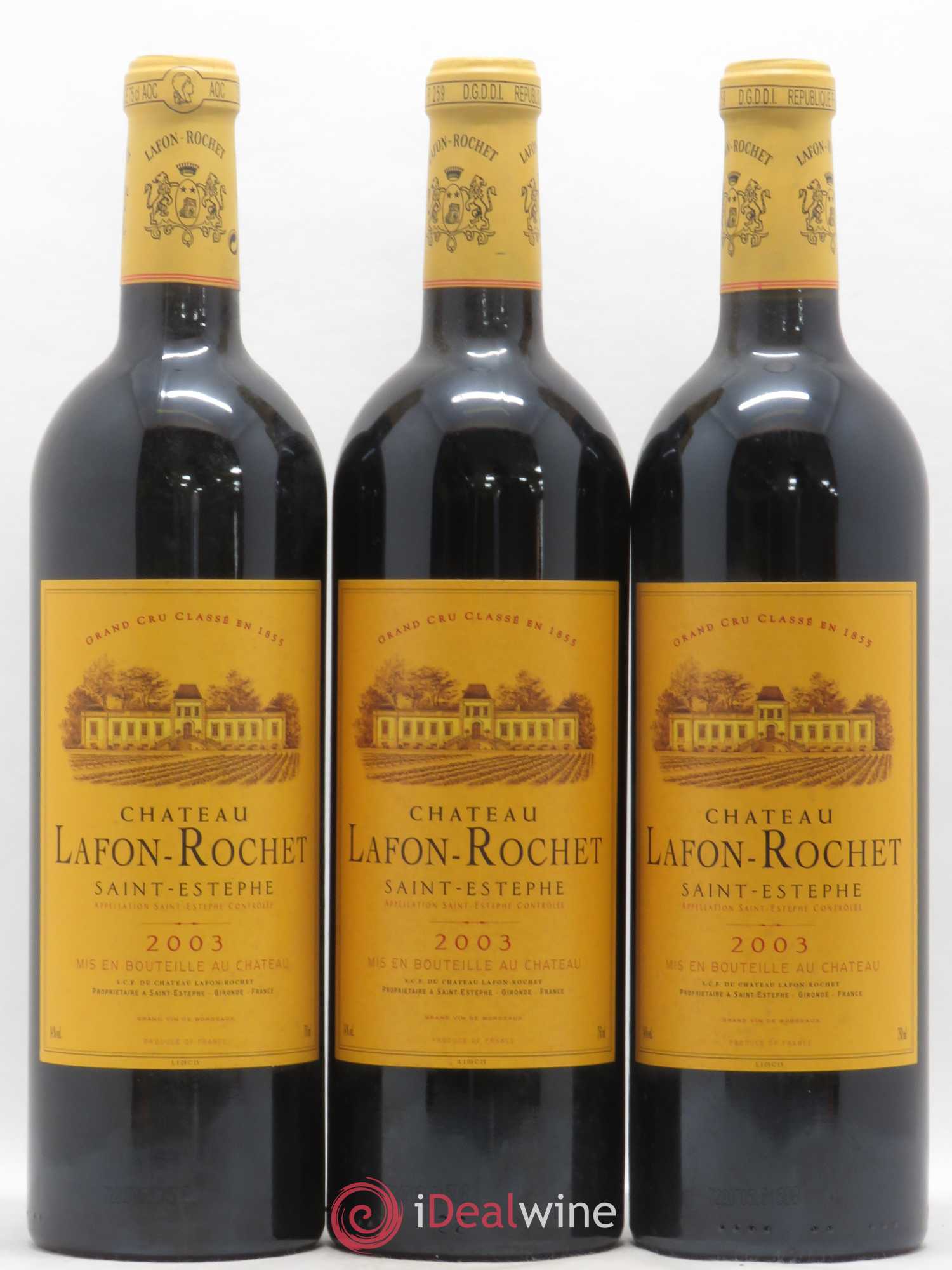 Château Lafon Rochet 4ème Grand Cru Classé 2003 - Lot de 3 bouteilles - 0
