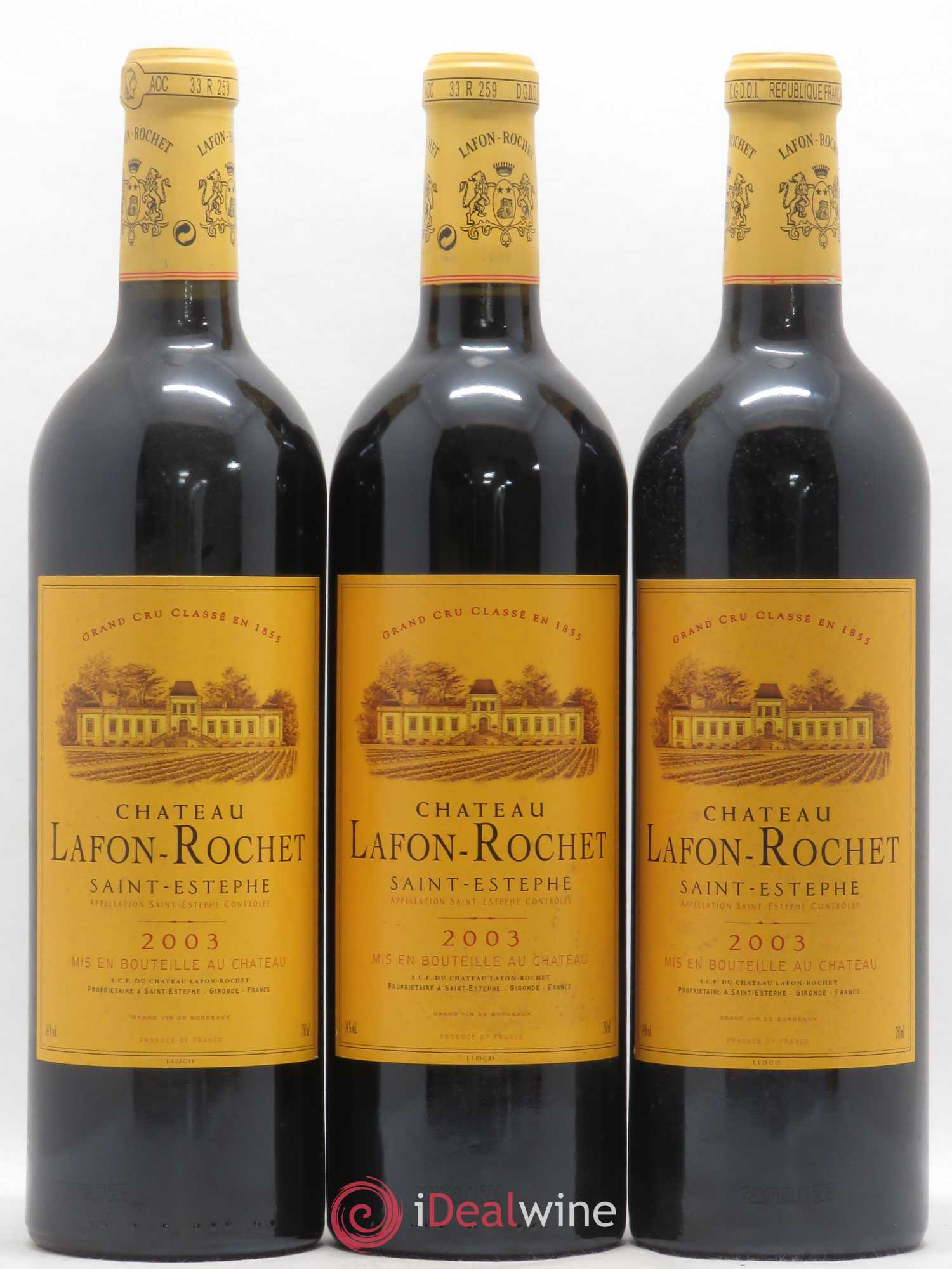 Château Lafon Rochet 4ème Grand Cru Classé 2003 - Lot de 3 bouteilles - 0
