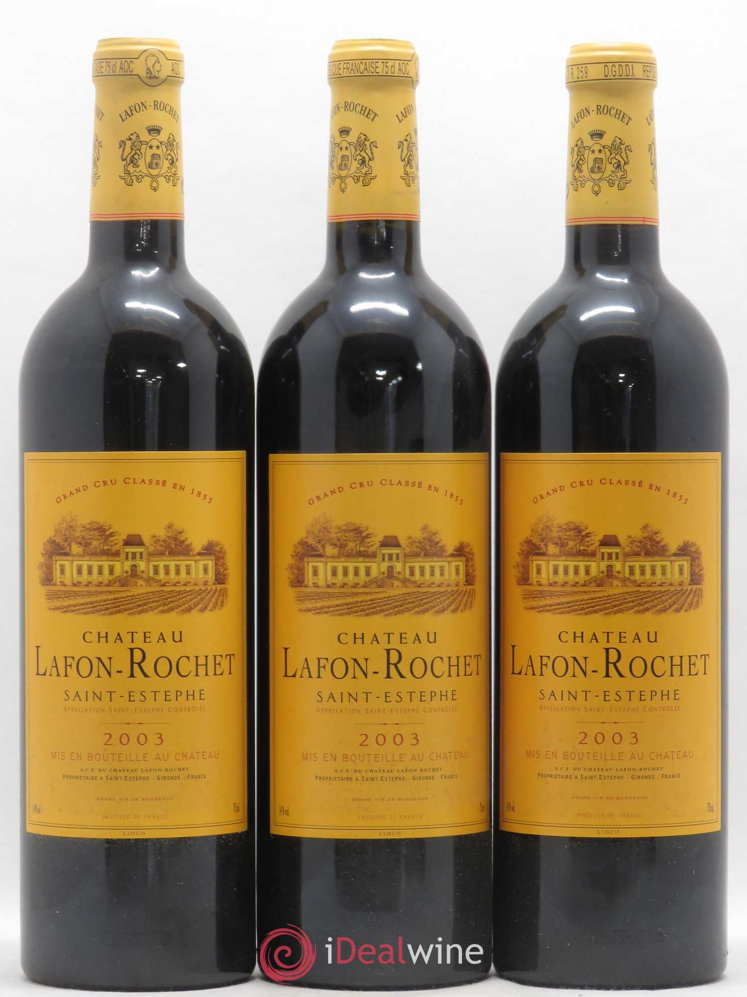 Château Lafon Rochet 4ème Grand Cru Classé 2003 - Lot de 3 bouteilles - 0
