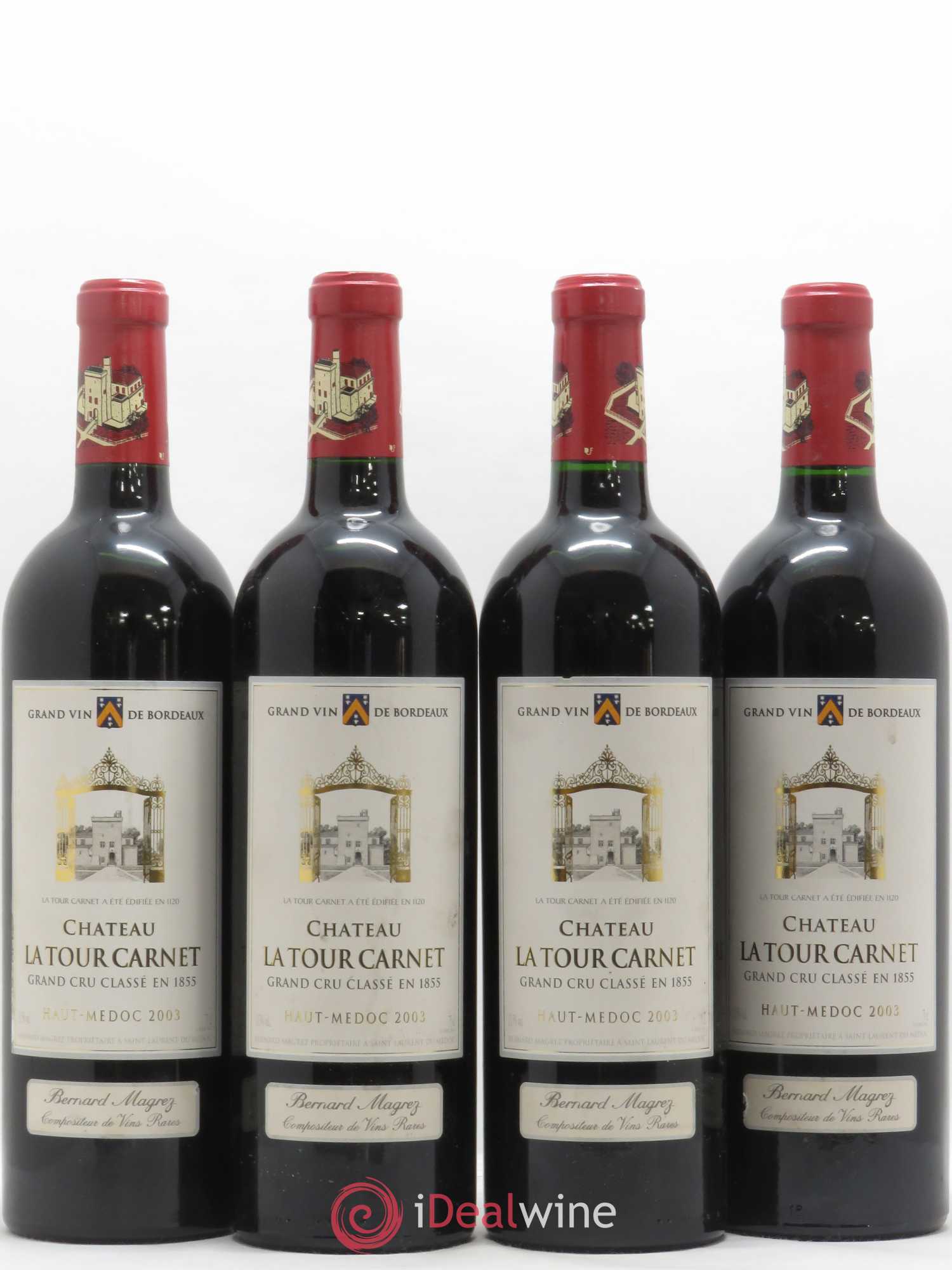 Château la Tour Carnet 4ème Grand Cru Classé 2003 - Lot de 4 bouteilles - 0