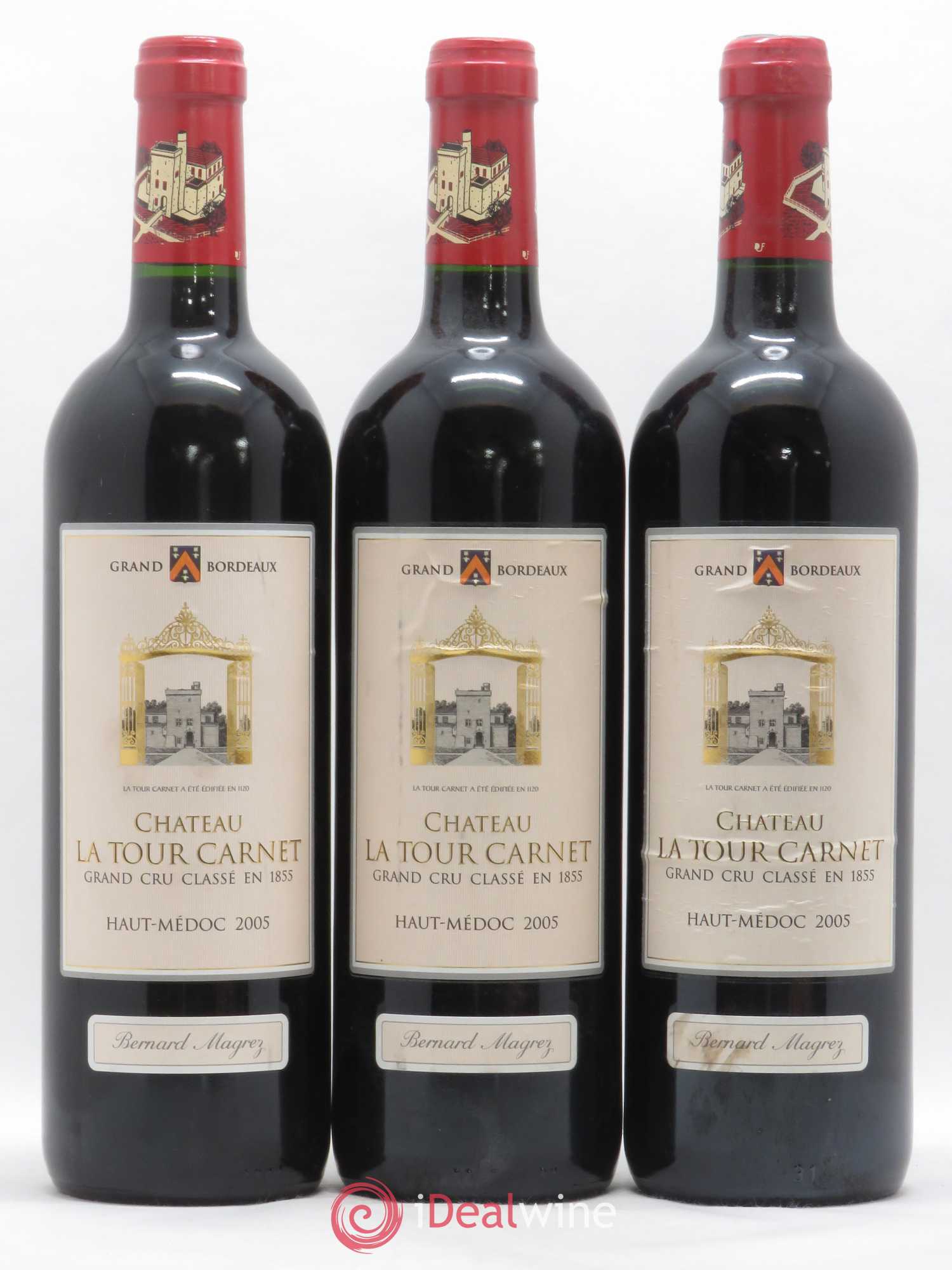 Château la Tour Carnet 4ème Grand Cru Classé 2005 - Lot de 3 bouteilles - 0