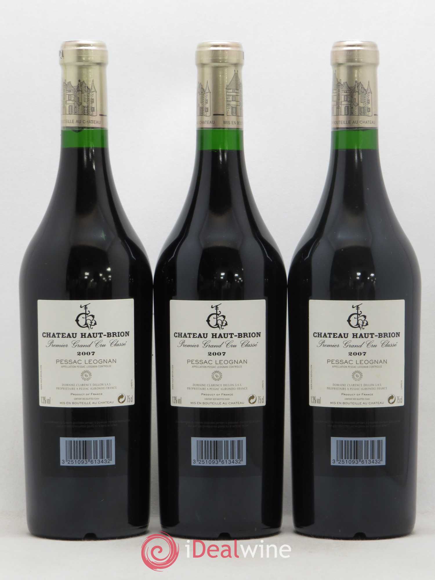 Château Haut Brion 1er Grand Cru Classé 2007 - Lot de 3 bouteilles - 1