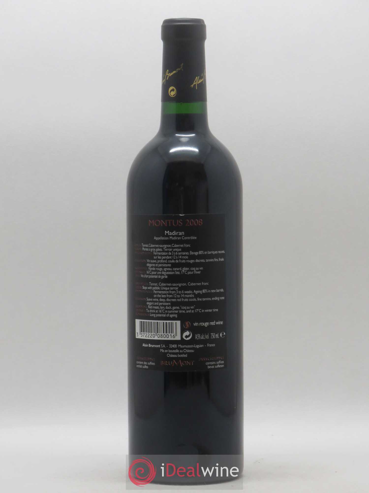 Madiran Château Montus Alain Brumont 2008 - Lot de 1 bouteille - 1
