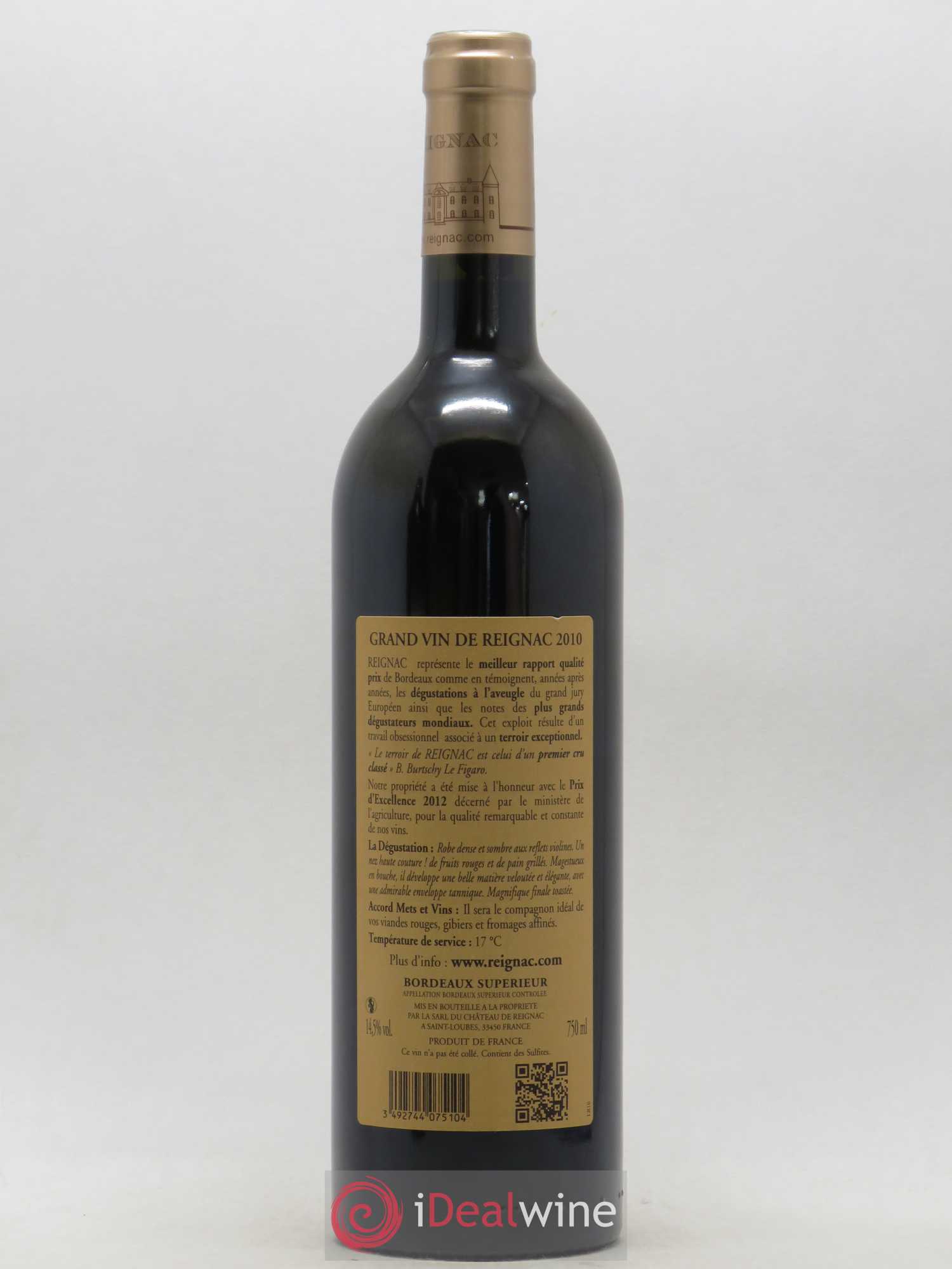Grand vin de Reignac 2010 - Lot de 1 bouteille - 1