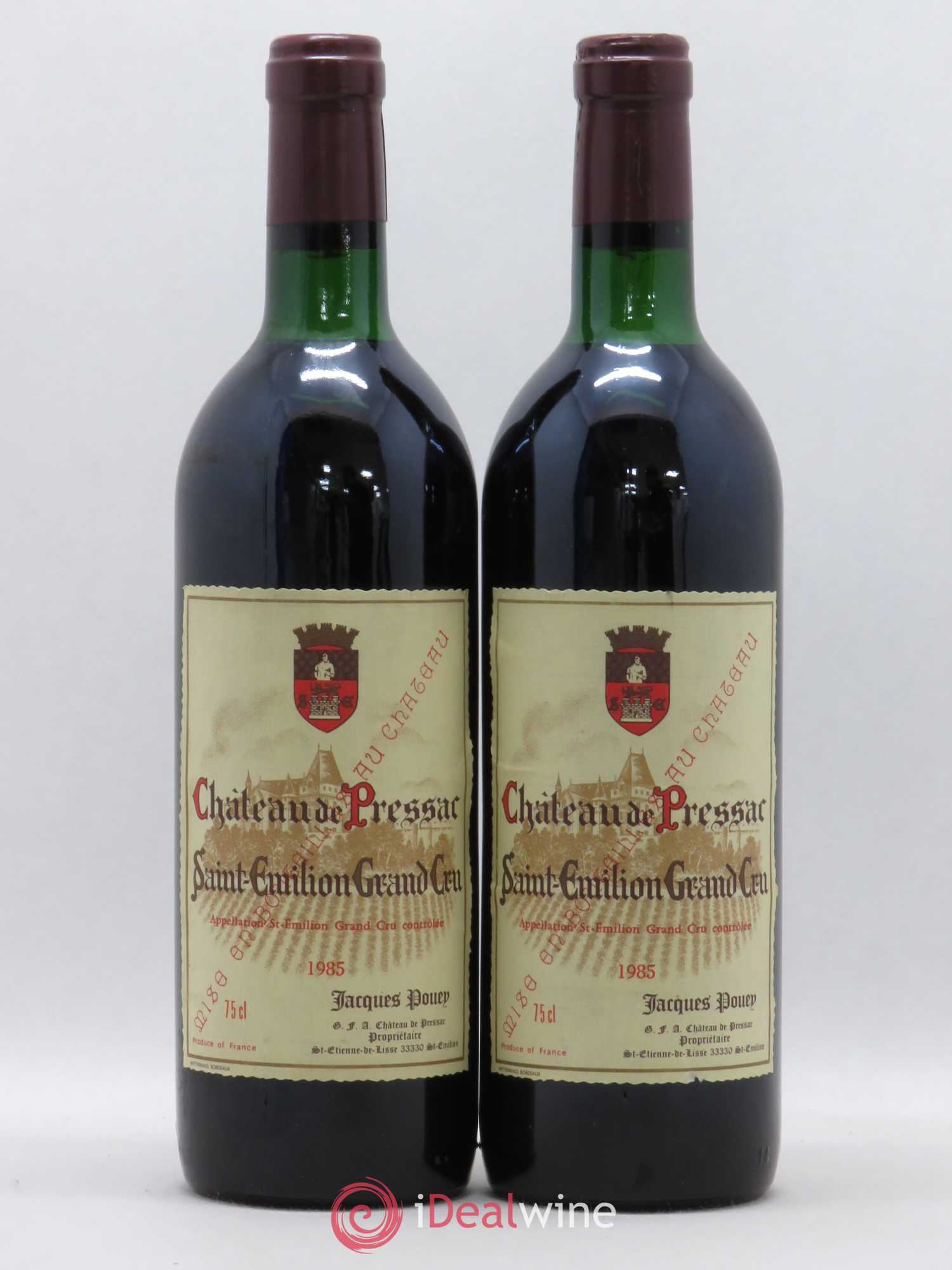 Château de Pressac Grand Cru Classé 1985 - Lot de 2 bouteilles - 0
