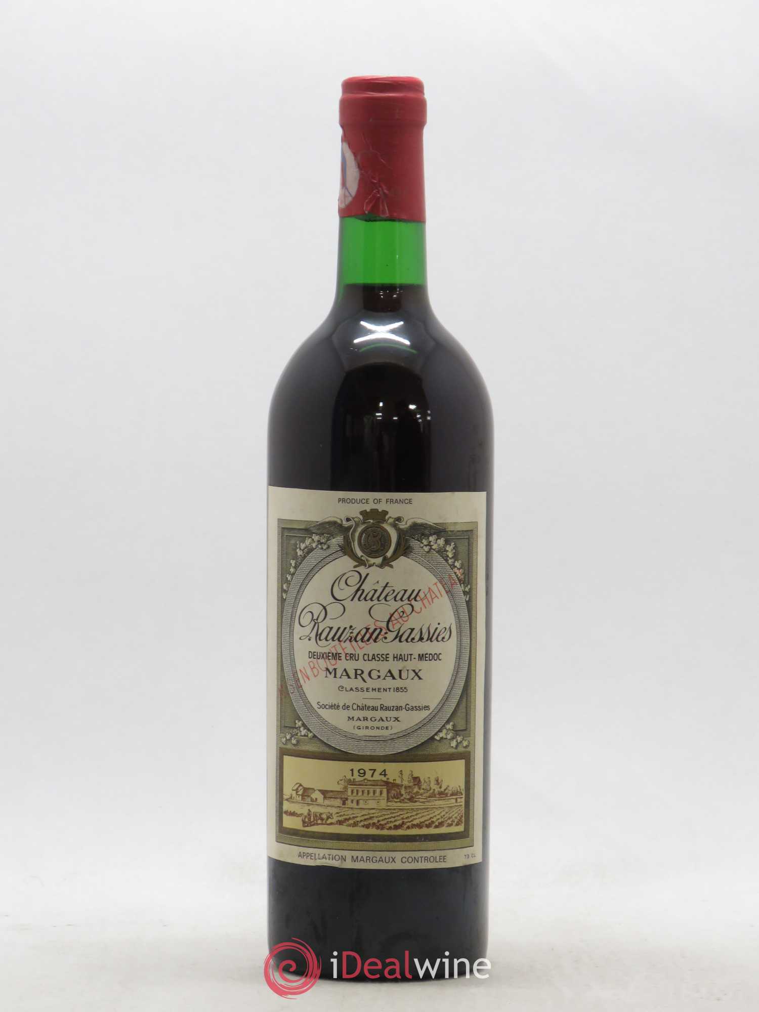 Château Rauzan-Gassies 2ème Grand Cru Classé 1974 - Lot de 1 bouteille - 0