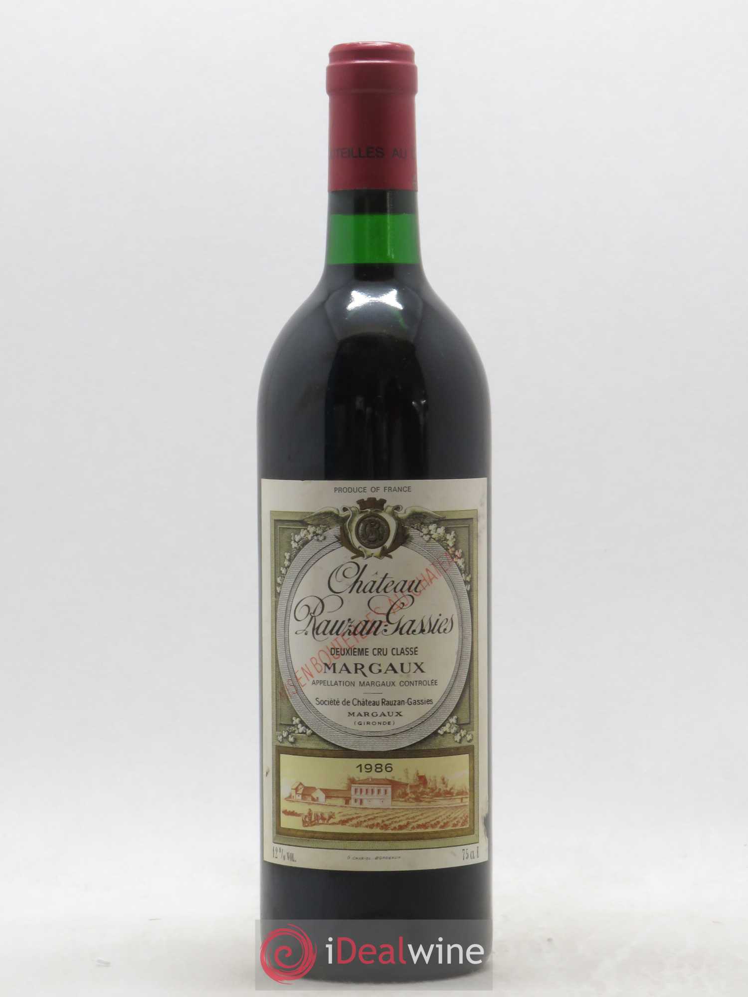 Château Rauzan-Gassies 2ème Grand Cru Classé 1986 - Lot de 1 bouteille - 0