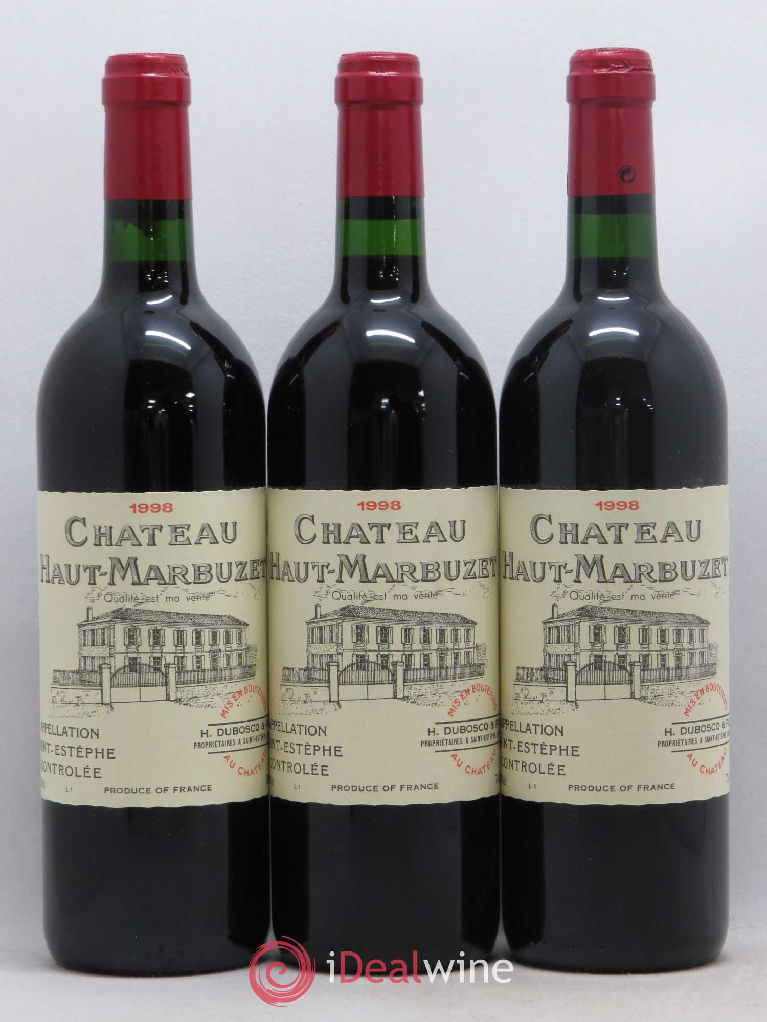 Château Haut Marbuzet 1998 - Lot de 3 bouteilles - 0