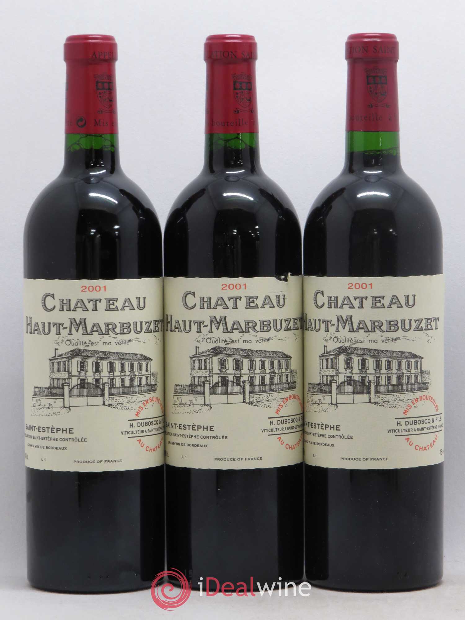 Château Haut Marbuzet 2001 - Lot de 3 bouteilles - 0