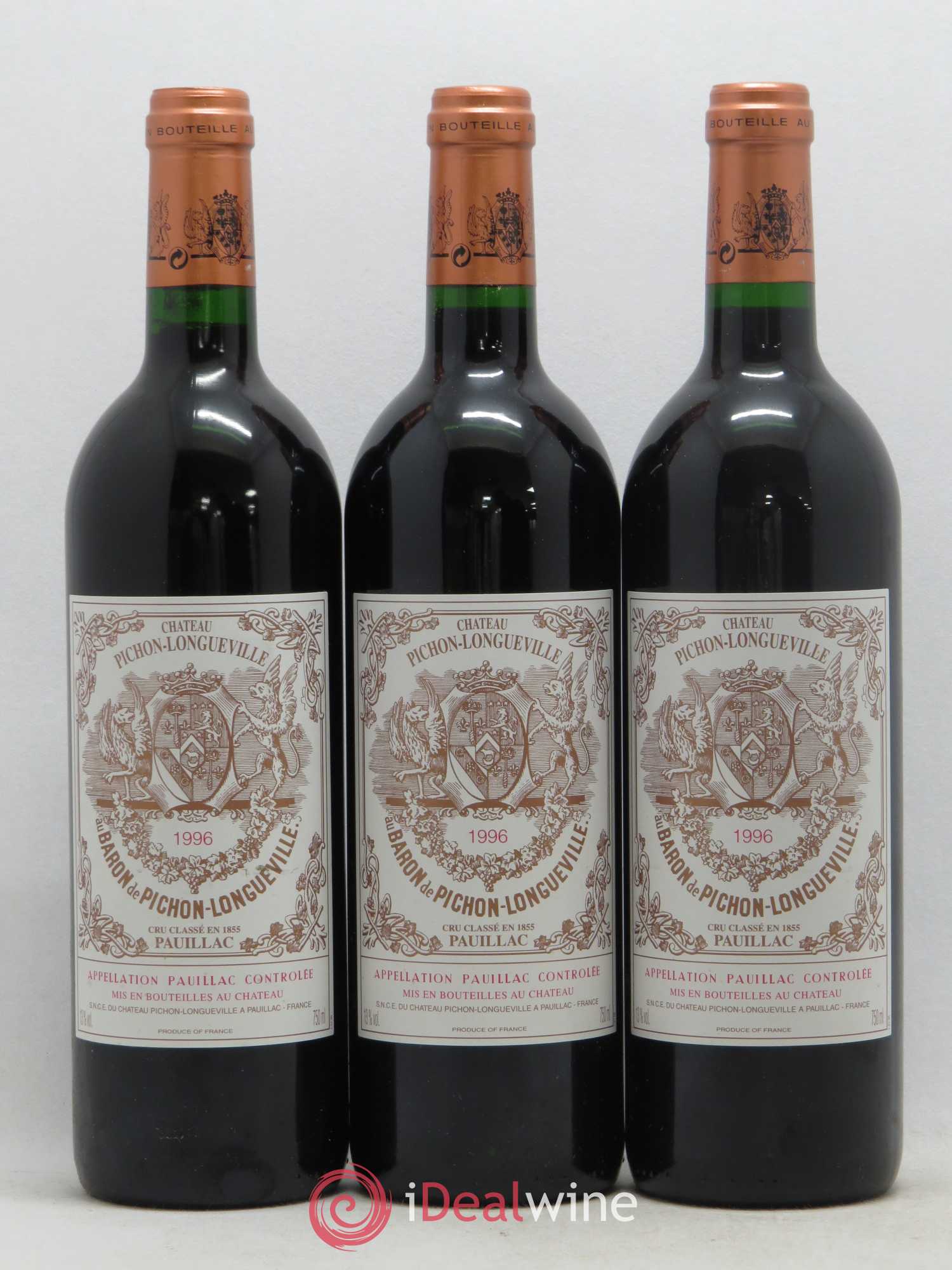 Pichon Longueville Baron 2ème Grand Cru Classé 1996 - Lot de 3 bouteilles - 0