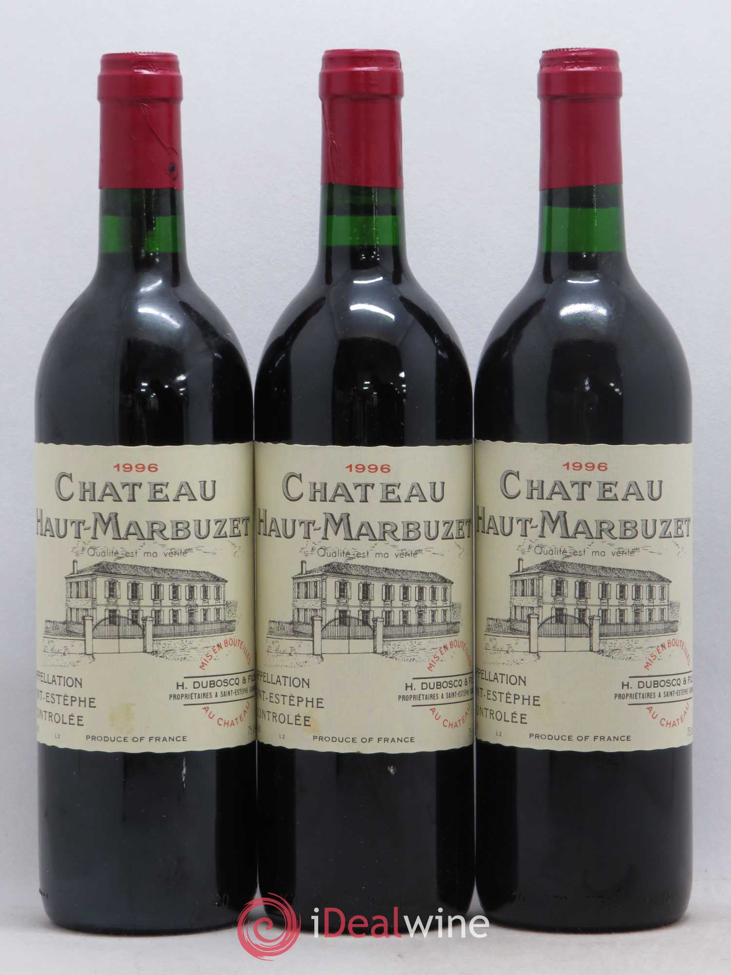 Château Haut Marbuzet 1996 - Lot de 3 bouteilles - 0