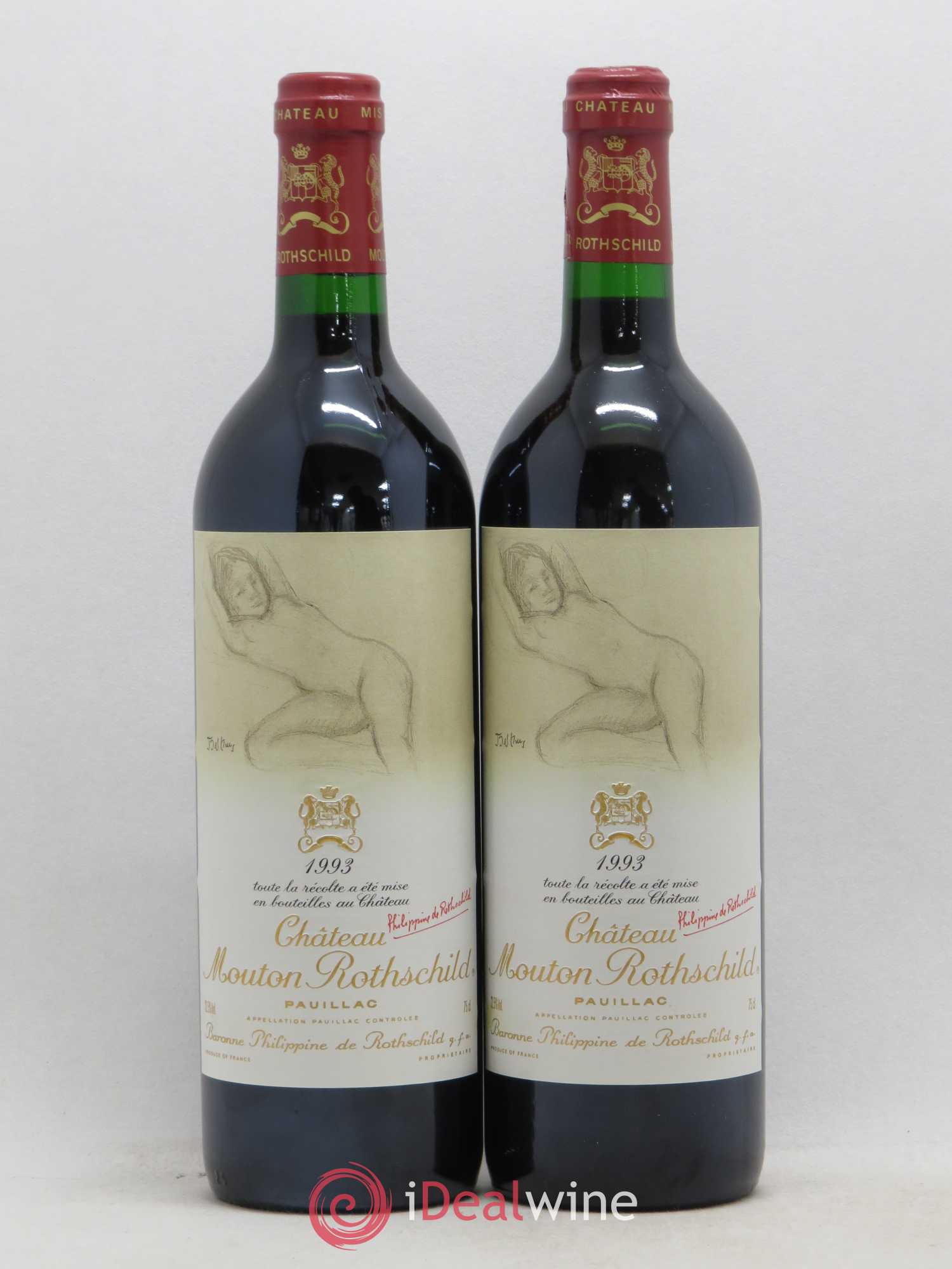 Château Mouton Rothschild 1er Grand Cru Classé 1993 - Lot de 2 bouteilles - 0