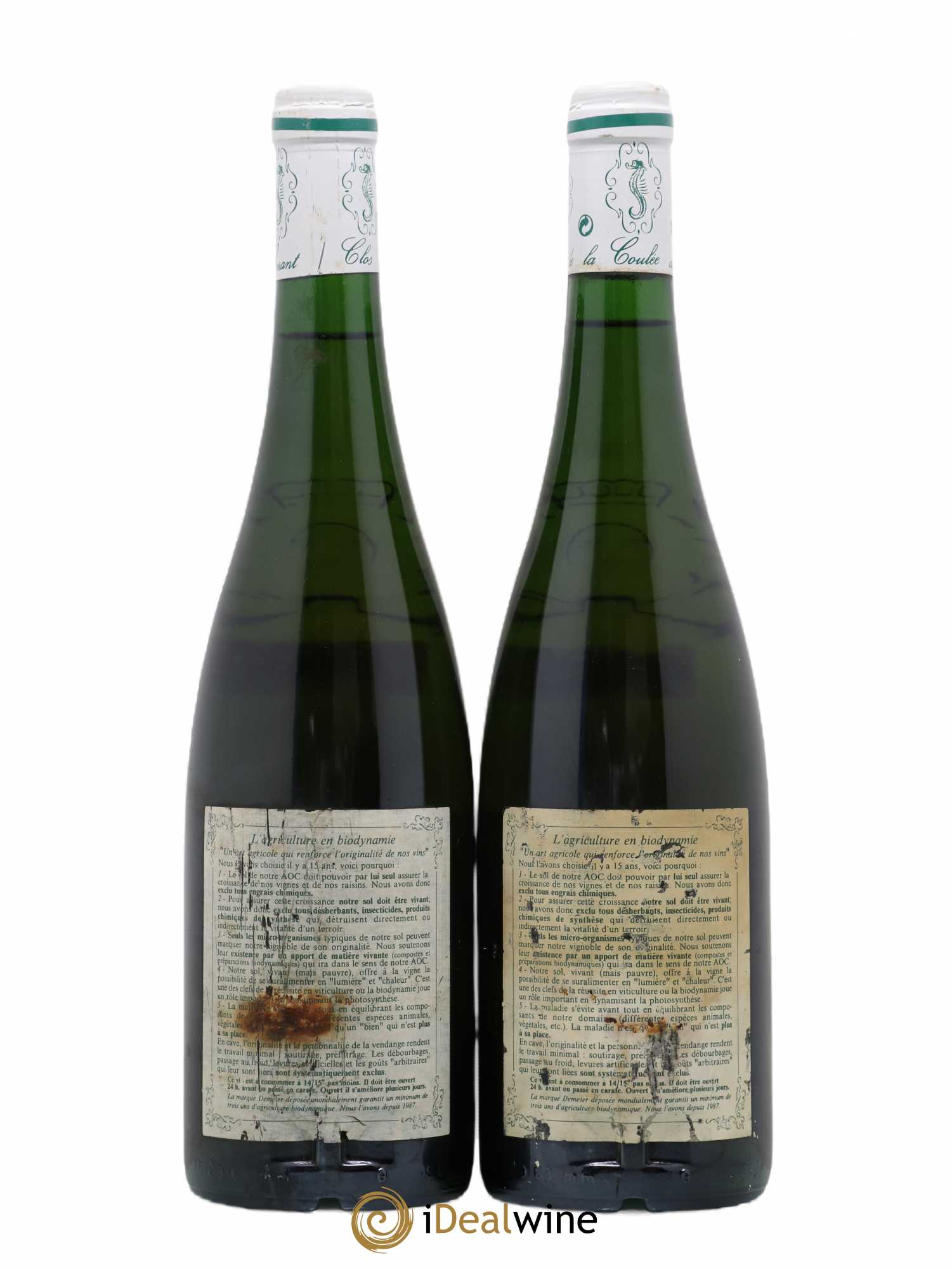 Savennières Clos de la Coulée de Serrant Moelleux Vignobles de la Coulée de Serrant - Nicolas Joly 1995 - Lotto di 2 bottiglie - 1