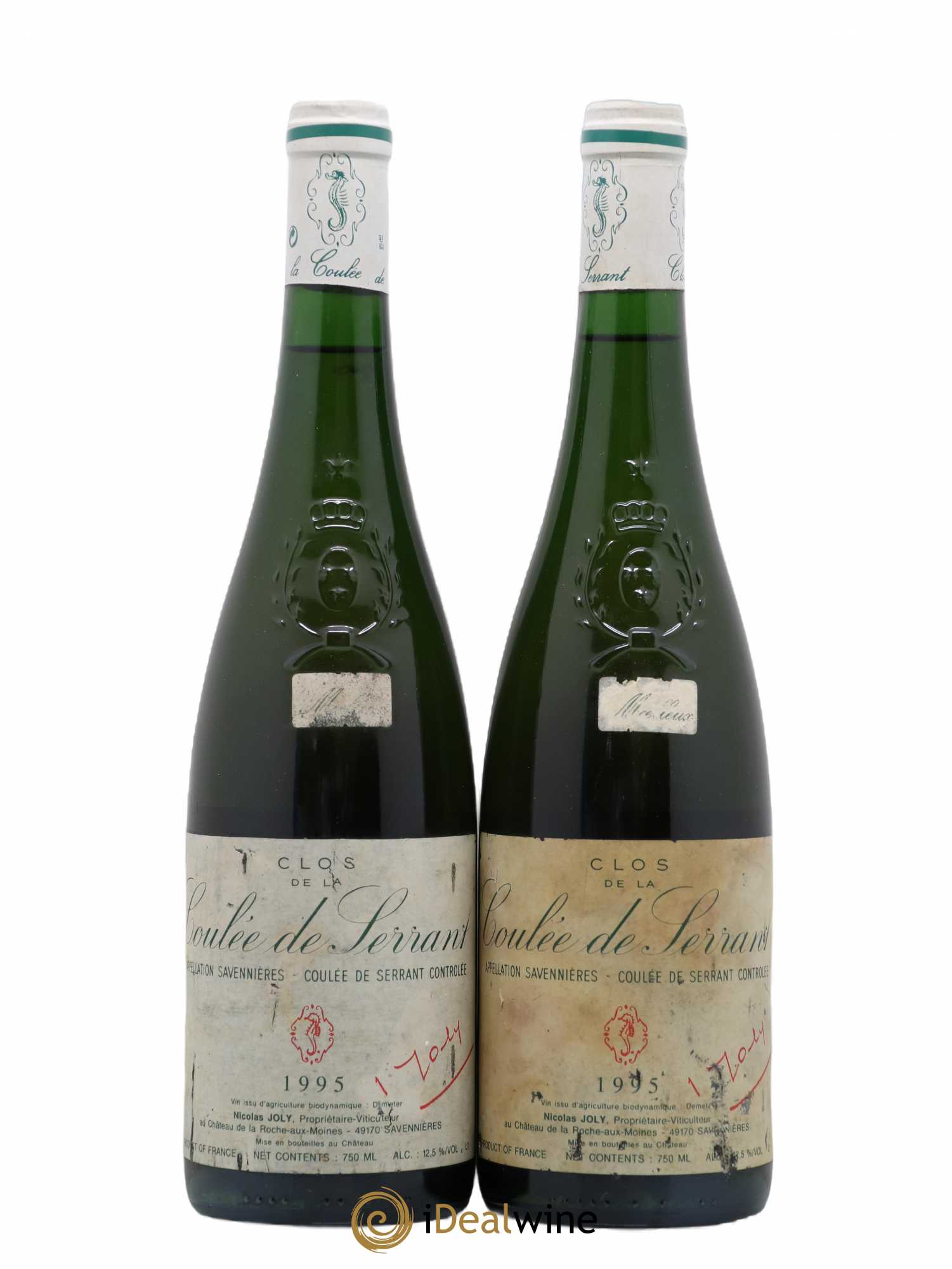 Savennières Clos de la Coulée de Serrant Moelleux Vignobles de la Coulée de Serrant - Nicolas Joly 1995 - Lotto di 2 bottiglie - 0