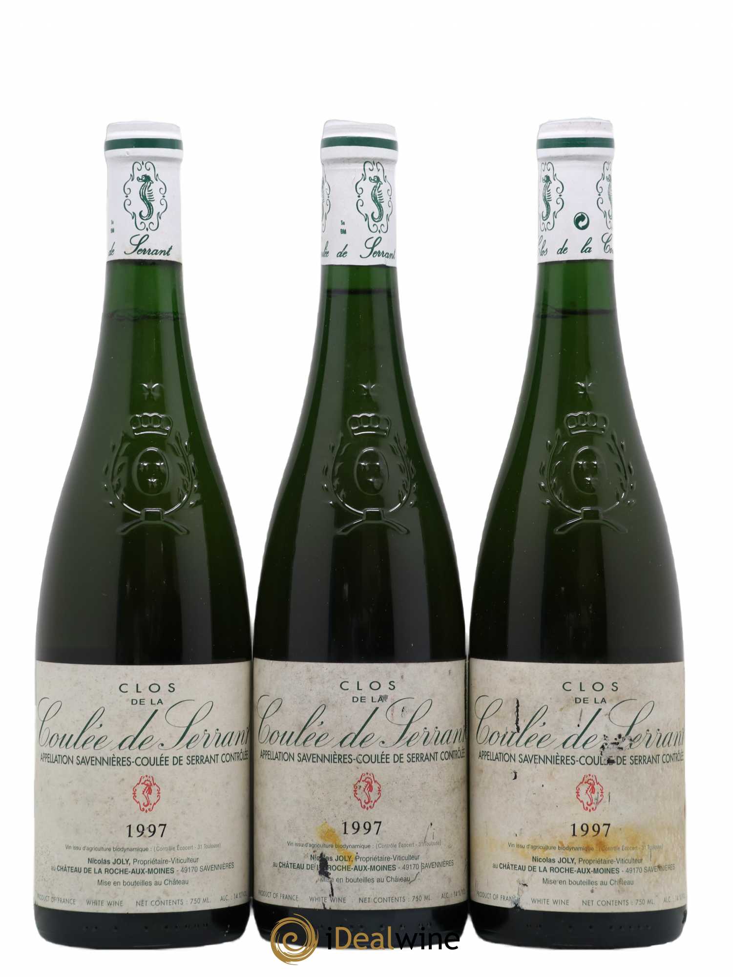 Savennières Clos de la Coulée de Serrant Vignobles de la Coulée de Serrant - Nicolas Joly 1997 - Lot de 3 bouteilles - 0