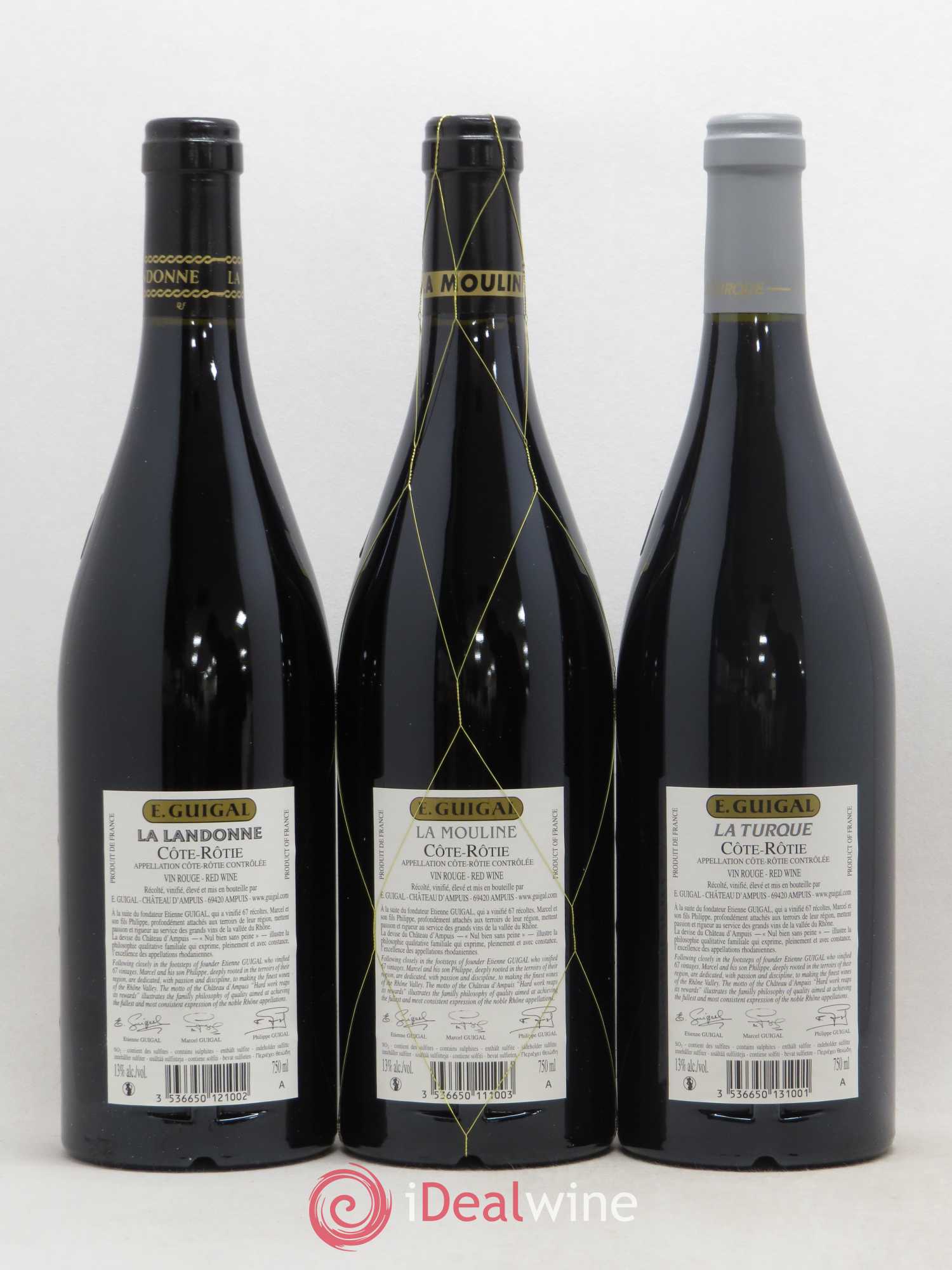 Côte-Rôtie Guigal Trilogie La Turque - La Landonne - La Mouline  (sans prix de réserve) 2014 - Lot de 3 bouteilles - 1