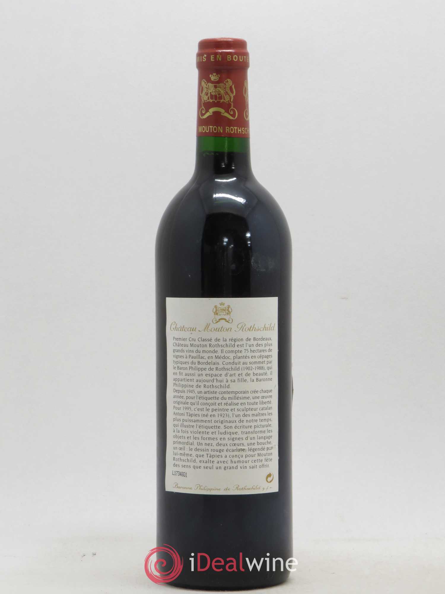 Château Mouton Rothschild 1er Grand Cru Classé 1995 - Lot de 1 bouteille - 1