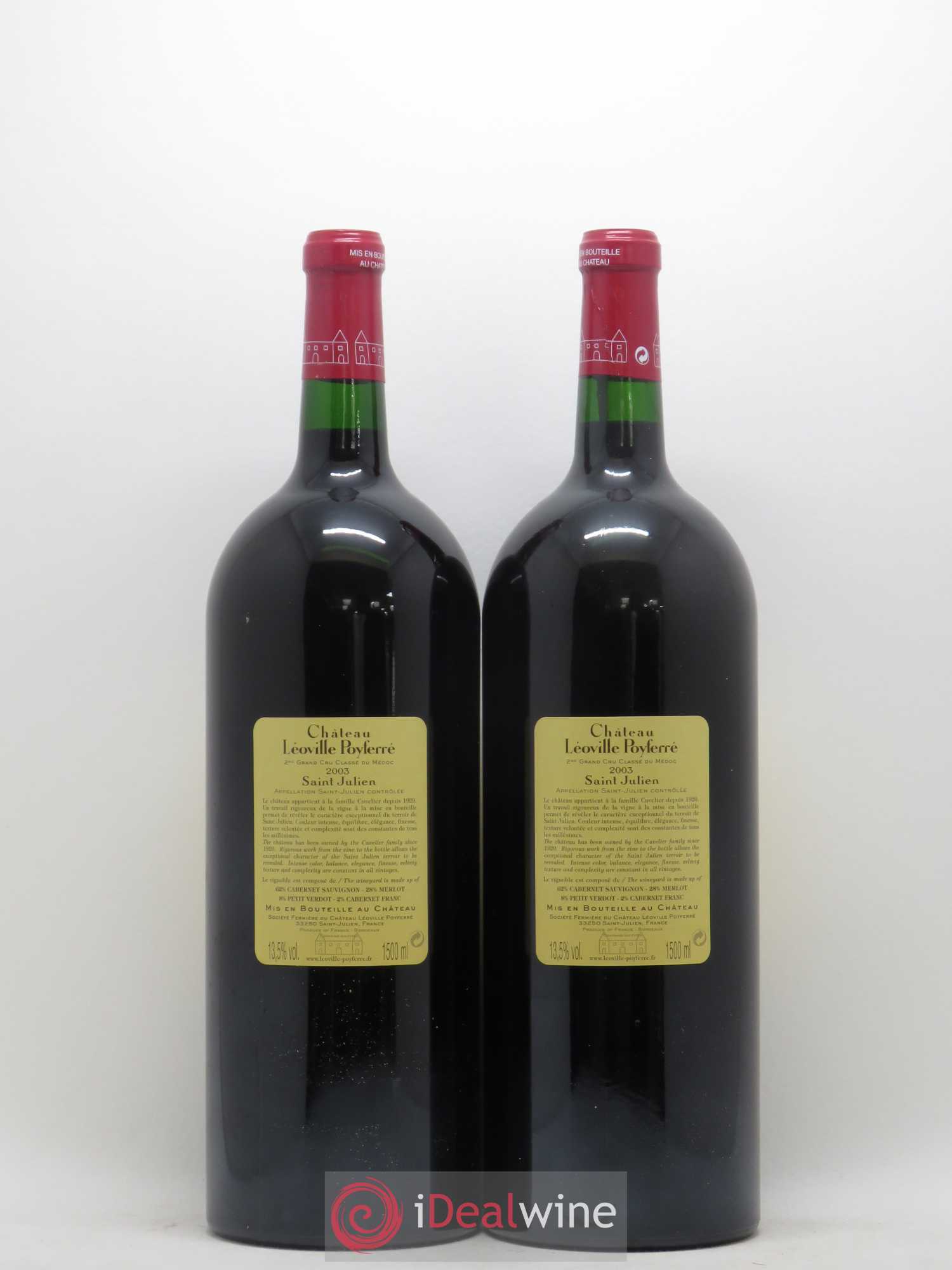 Château Léoville Poyferré 2ème Grand Cru Classé (sans prix de réserve) 2003 - Lot de 2 magnums - 1