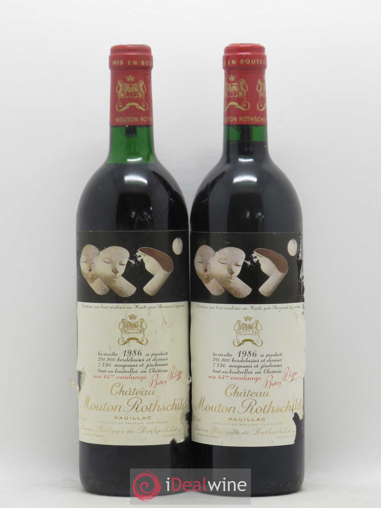 Château Mouton Rothschild 1er Grand Cru Classé (sans prix de réserve) 1986 - Lot de 2 bouteilles - 0