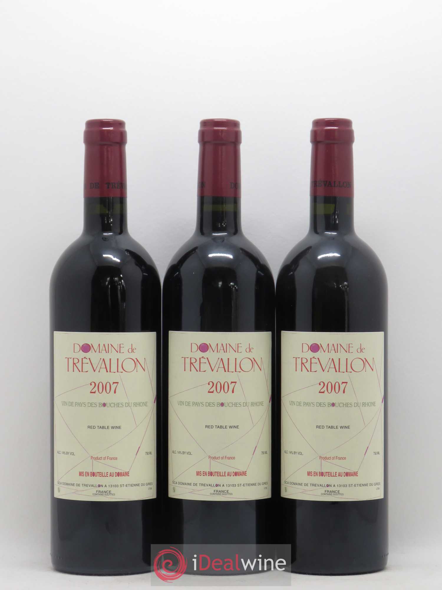 VDP Bouches du Rhône Trévallon (Domaine de) Eloi Dürrbach (sans prix de réserve) 2007 - Lot de 3 bouteilles - 0