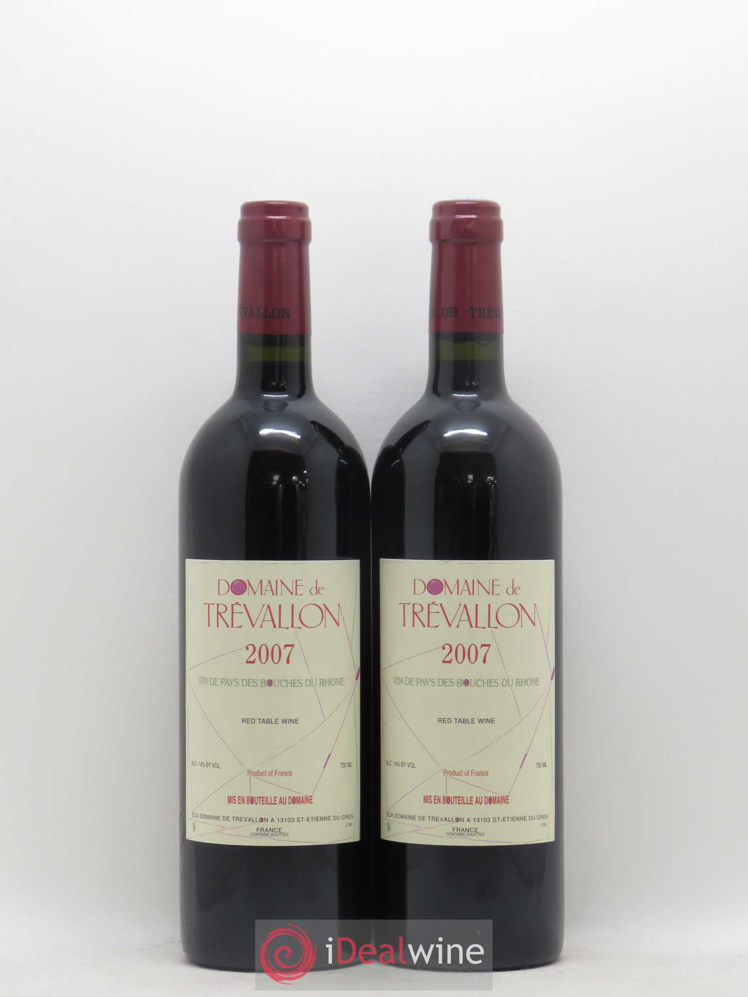 VDP Bouches du Rhône Trévallon (Domaine de) Eloi Dürrbach (sans prix de réserve) 2007 - Lot de 2 bouteilles - 0