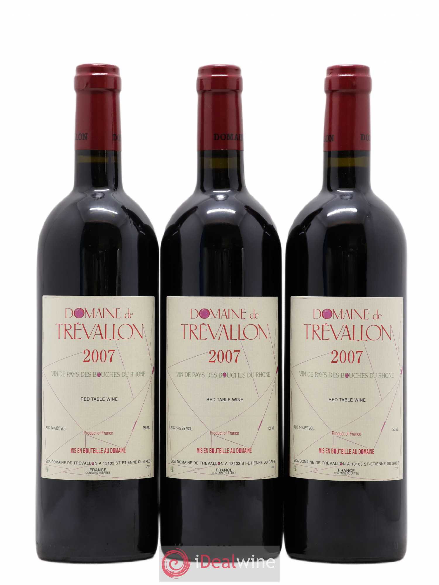 VDP Bouches du Rhône Trévallon (Domaine de) Eloi Dürrbach (sans prix de réserve) 2007 - Lot de 3 bouteilles - 0