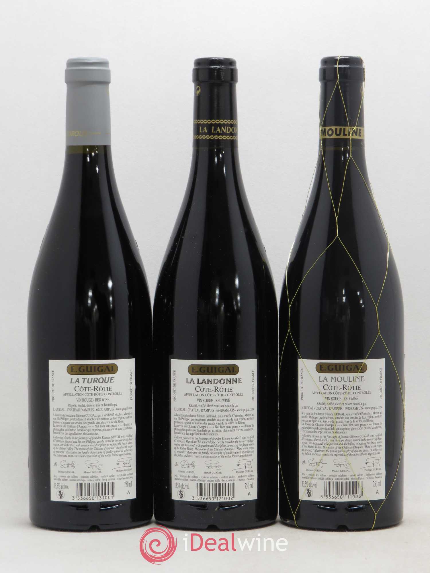 Côte-Rôtie Guigal Trilogie La Turque - La Landonne - La Mouline (senza prezzo di riserva) 2013 - Lotto di 3 bottiglie - 1