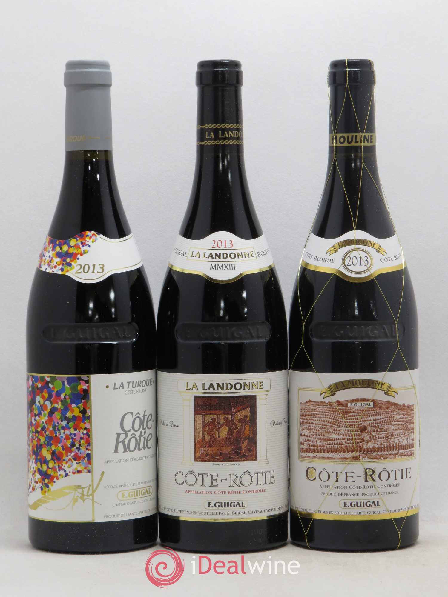 Côte-Rôtie Guigal Trilogie La Turque - La Landonne - La Mouline (senza prezzo di riserva) 2013 - Lotto di 3 bottiglie - 0