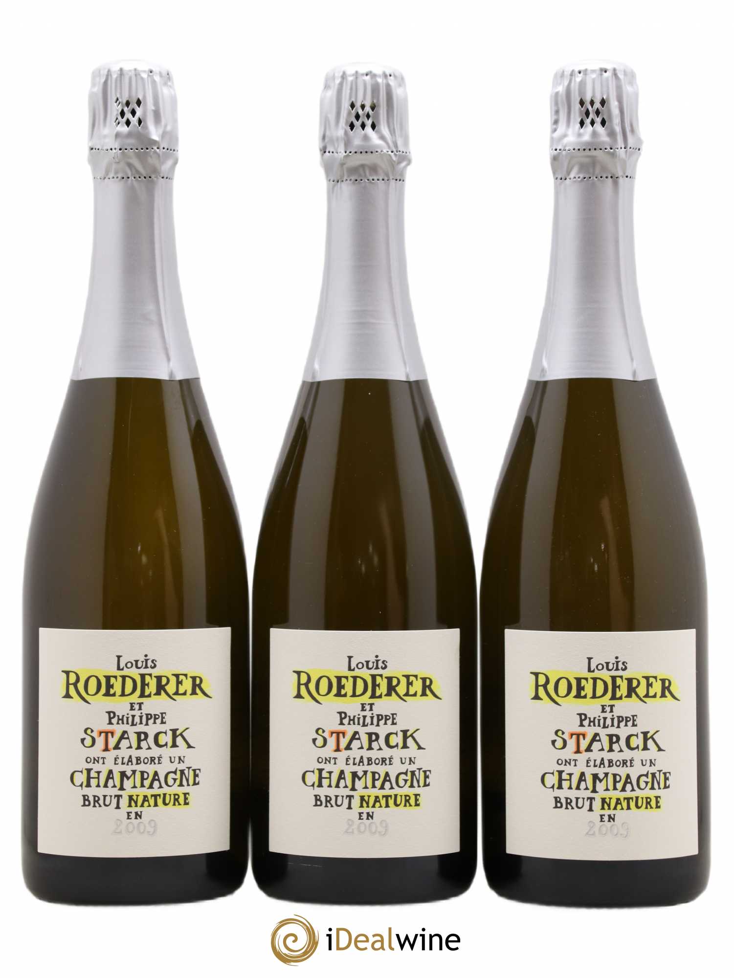 Edition limitée Starck Brut Nature Louis Roederer (sans prix de réserve) 2009 - Lot de 3 bouteilles - 0