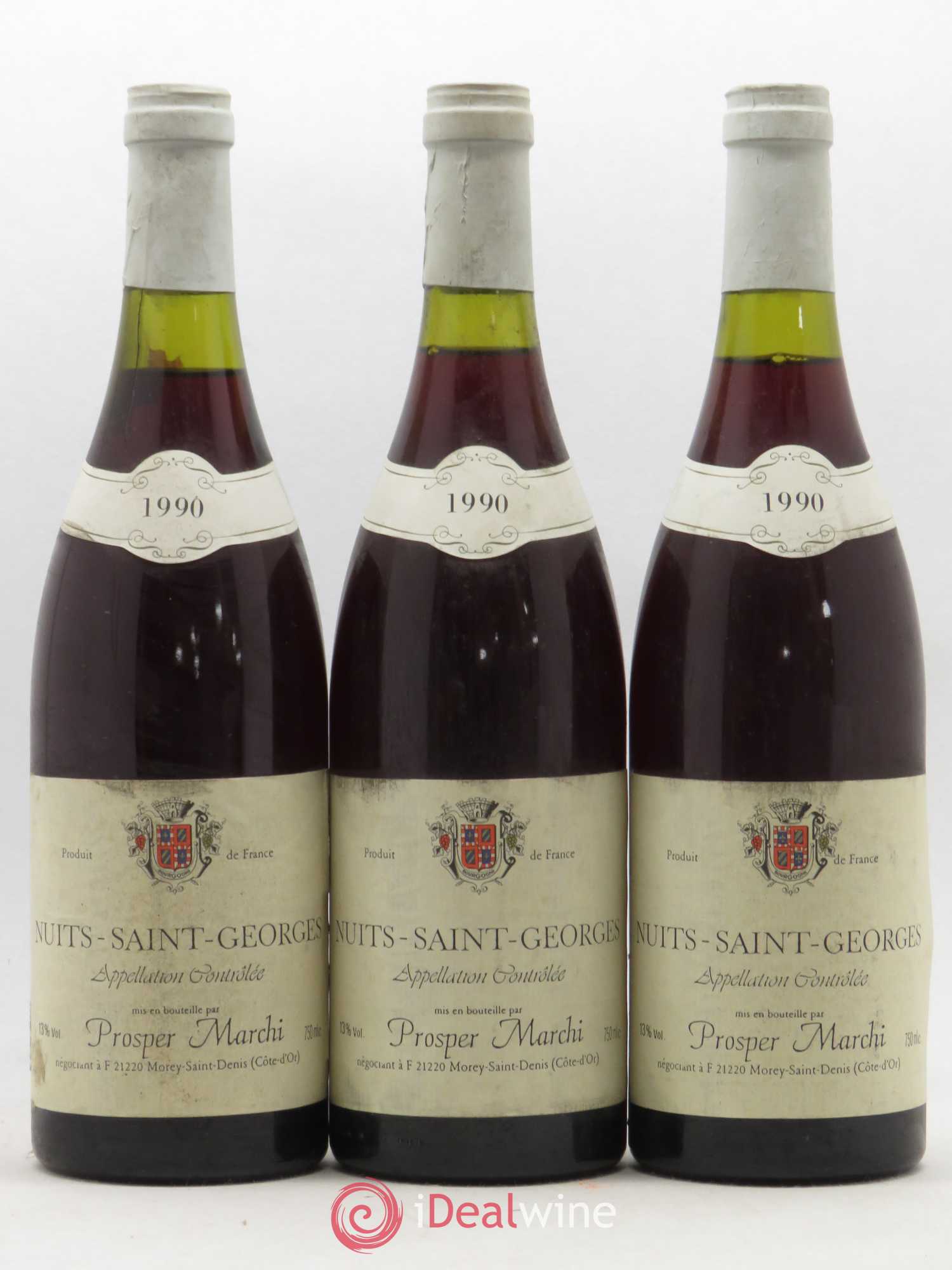 Nuits-Saint-Georges Prosper Marchi 1990 - Lot de 3 bouteilles - 0