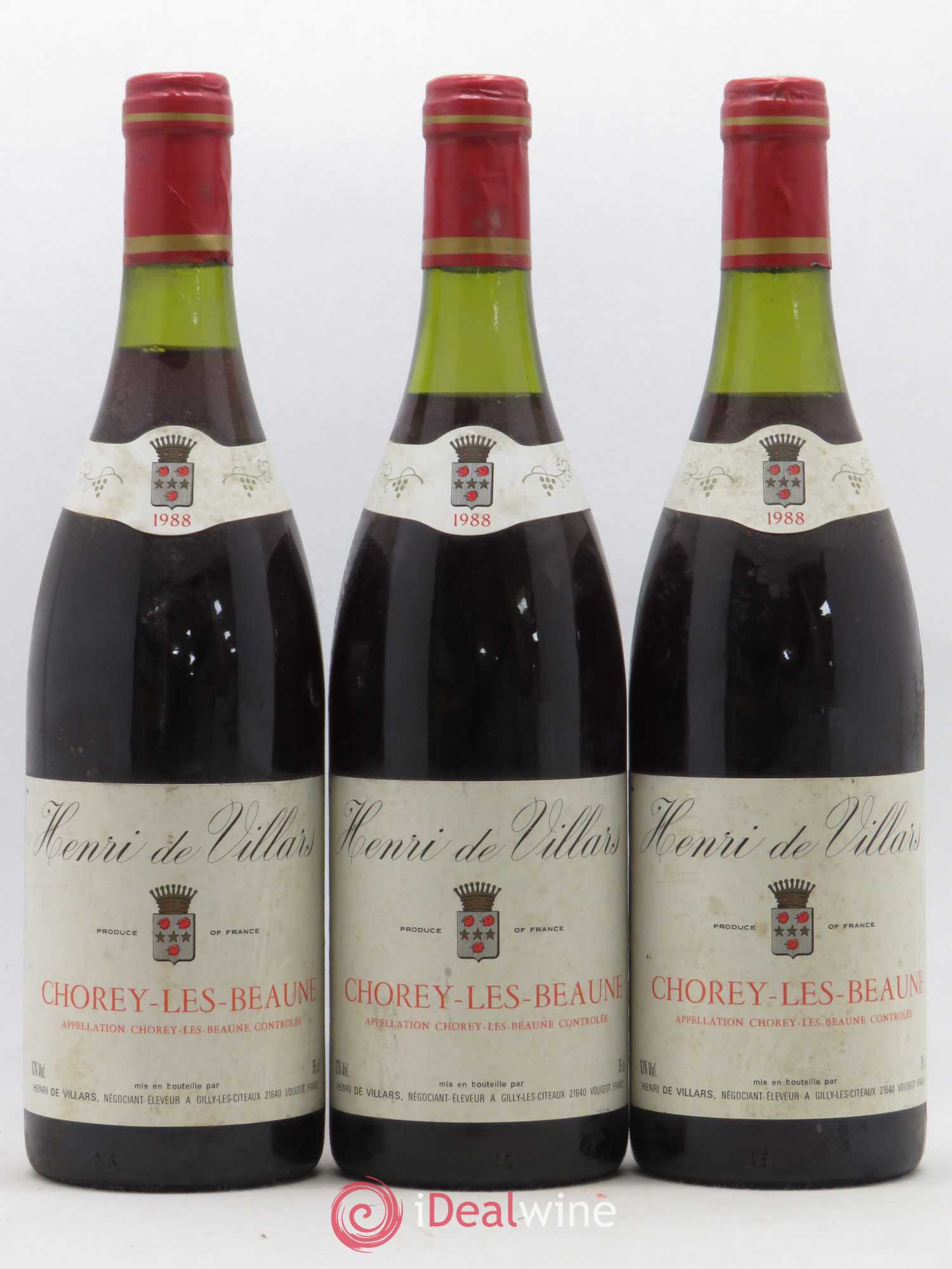 Chorey-lès-Beaune Henri de Villars 1988 - Lot de 3 bouteilles - 0