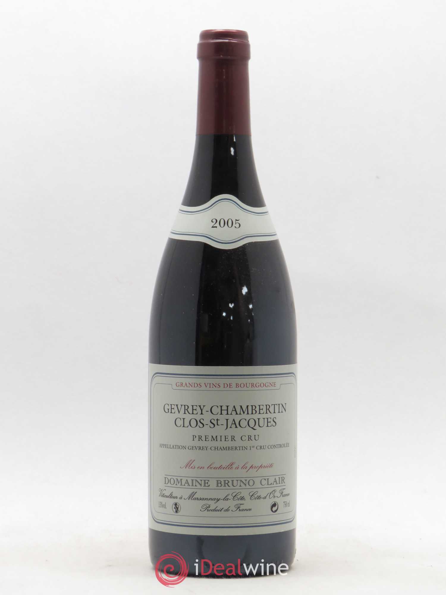 Gevrey-Chambertin 1er Cru Clos Saint-Jacques Bruno Clair (Domaine) 2005 - Lot de 1 bouteille - 0