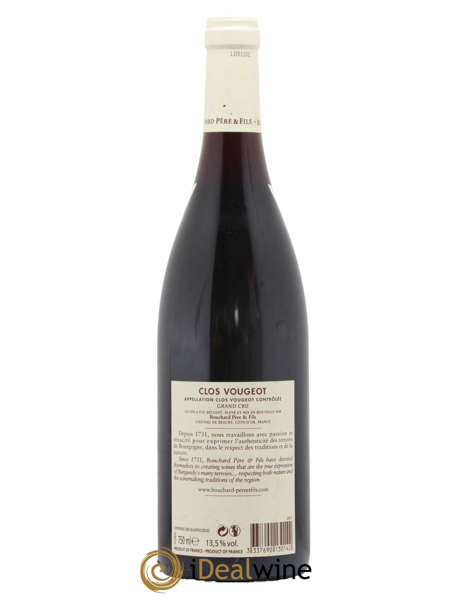 Clos de Vougeot Grand Cru Bouchard Père & Fils 2007 - Lot de 1 bouteille - 1
