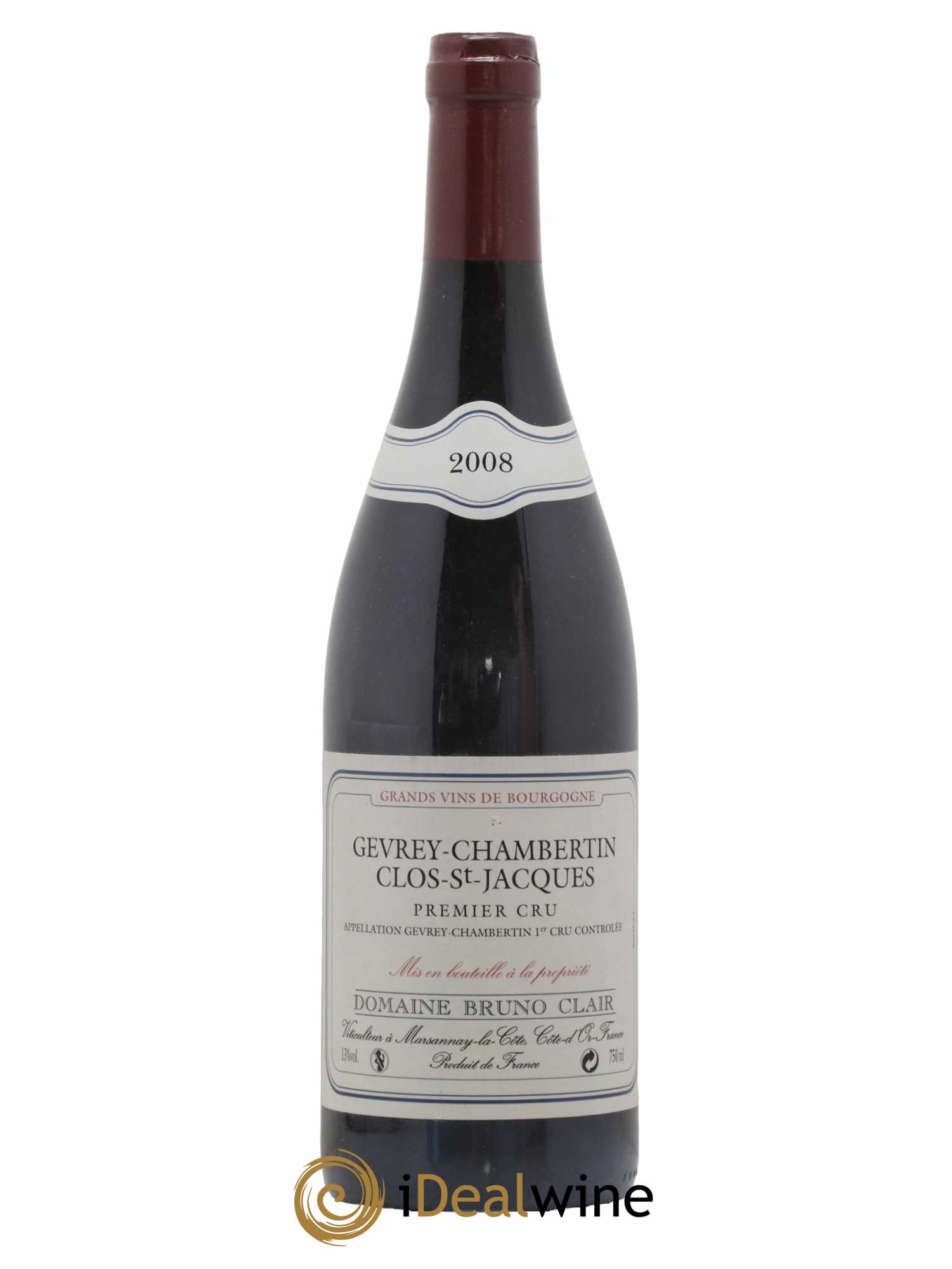 Gevrey-Chambertin 1er Cru Clos Saint-Jacques Bruno Clair (Domaine) 2008 - Lot de 1 bouteille - 0