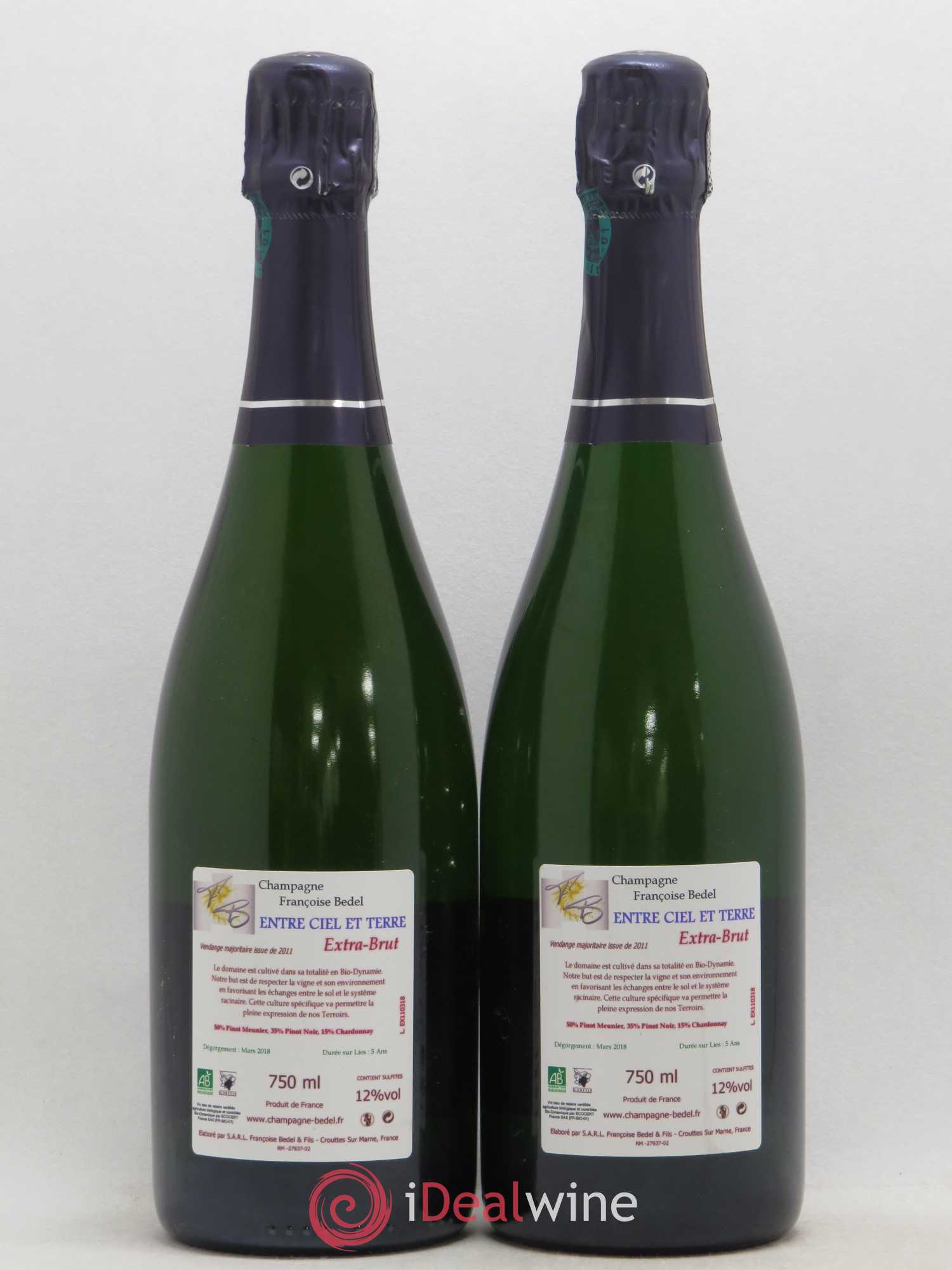 Entre Ciel et Terre Extra-Brut Françoise Bedel et Fils - Lot de 2 bouteilles - 1