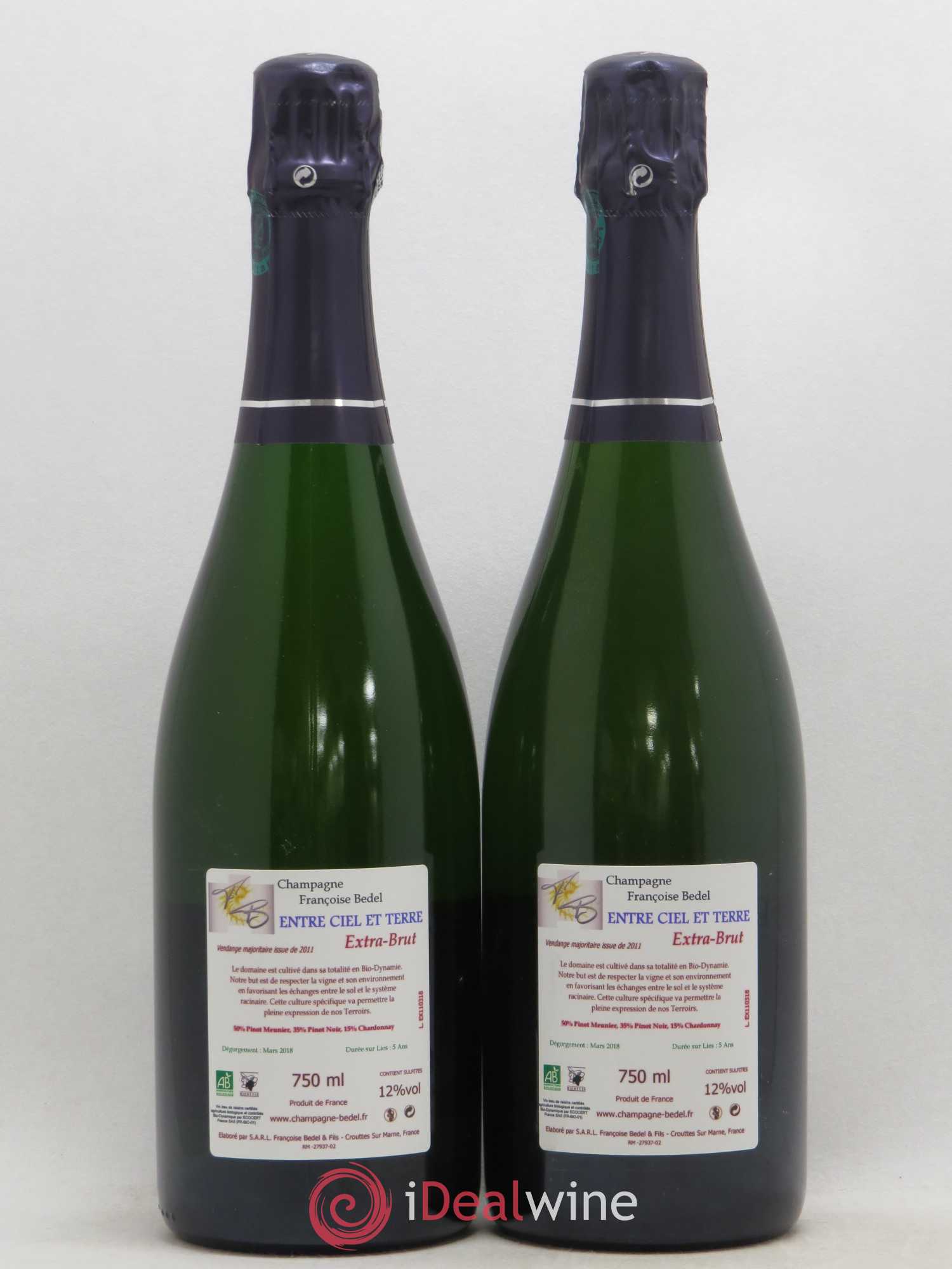 Entre Ciel et Terre Extra-Brut Françoise Bedel et Fils - Lot de 2 bouteilles - 1