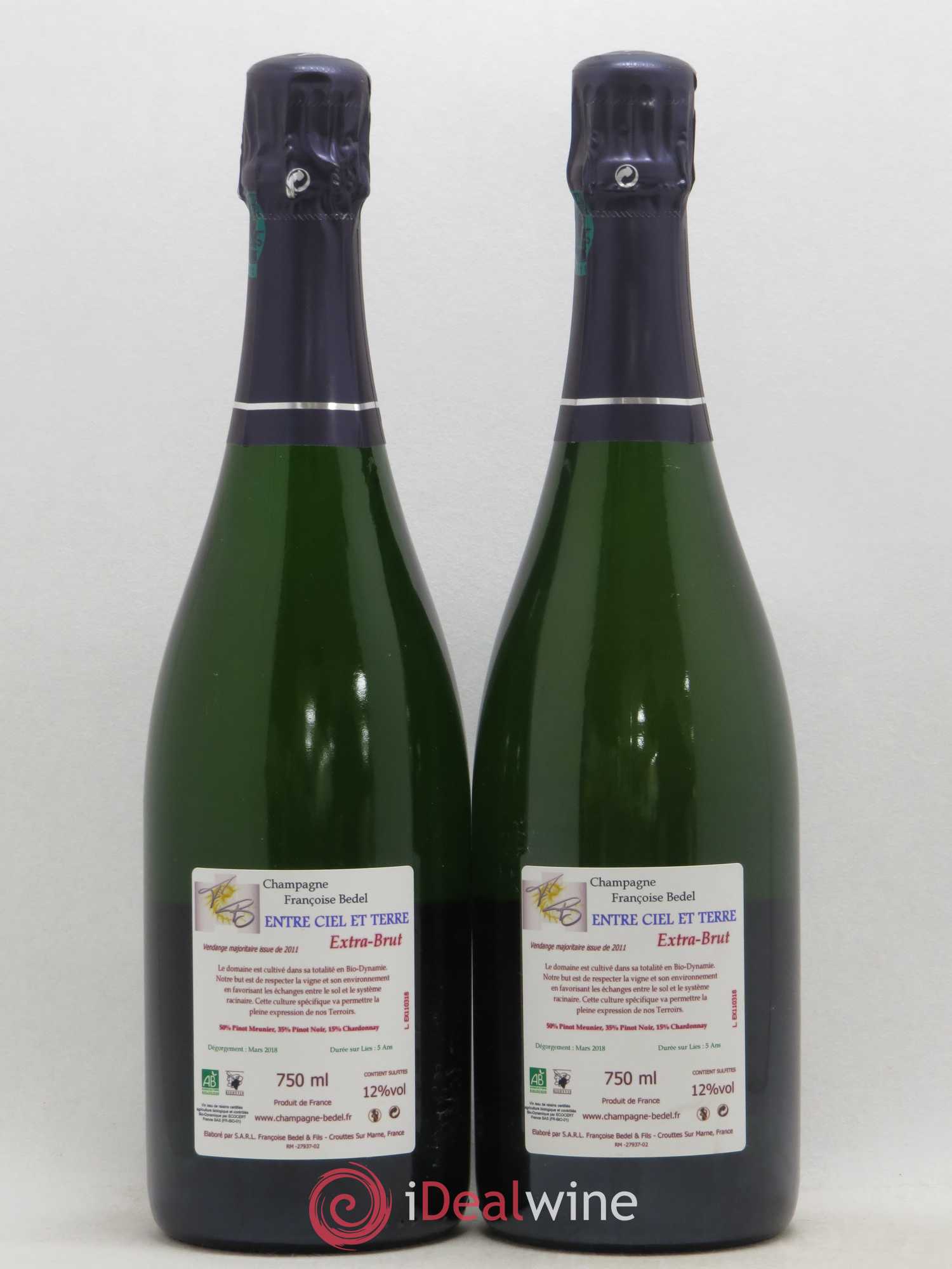 Entre Ciel et Terre Extra-Brut Françoise Bedel et Fils - Lot de 2 bouteilles - 1