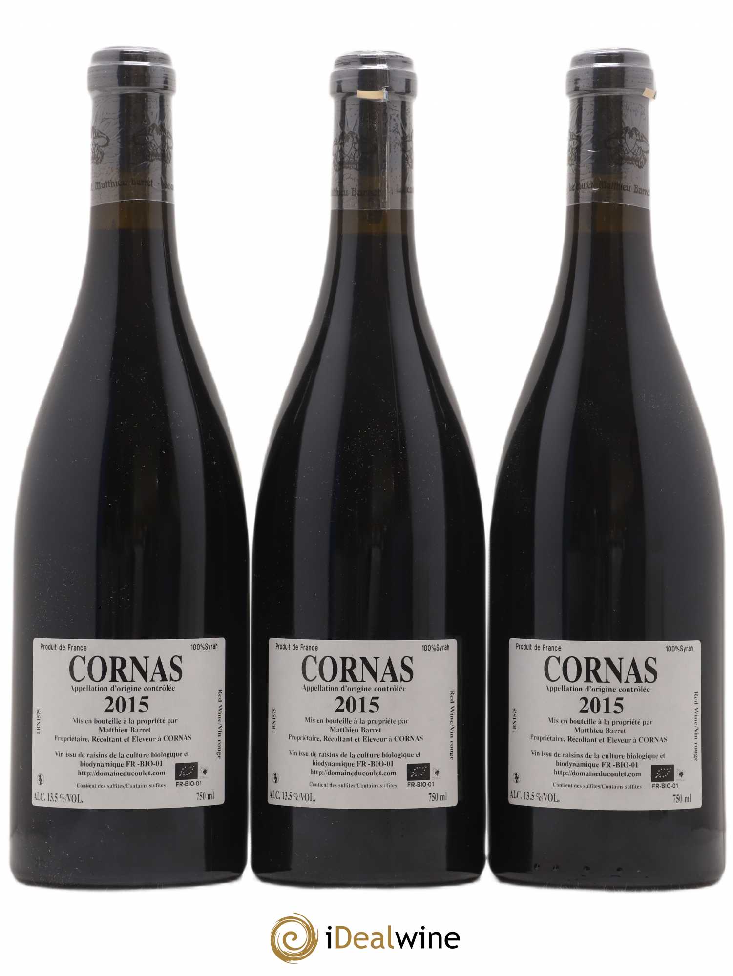 Cornas Billes Noires Coulet (Domaine du) - Matthieu Barret 2015 - Lot de 3 bouteilles - 1