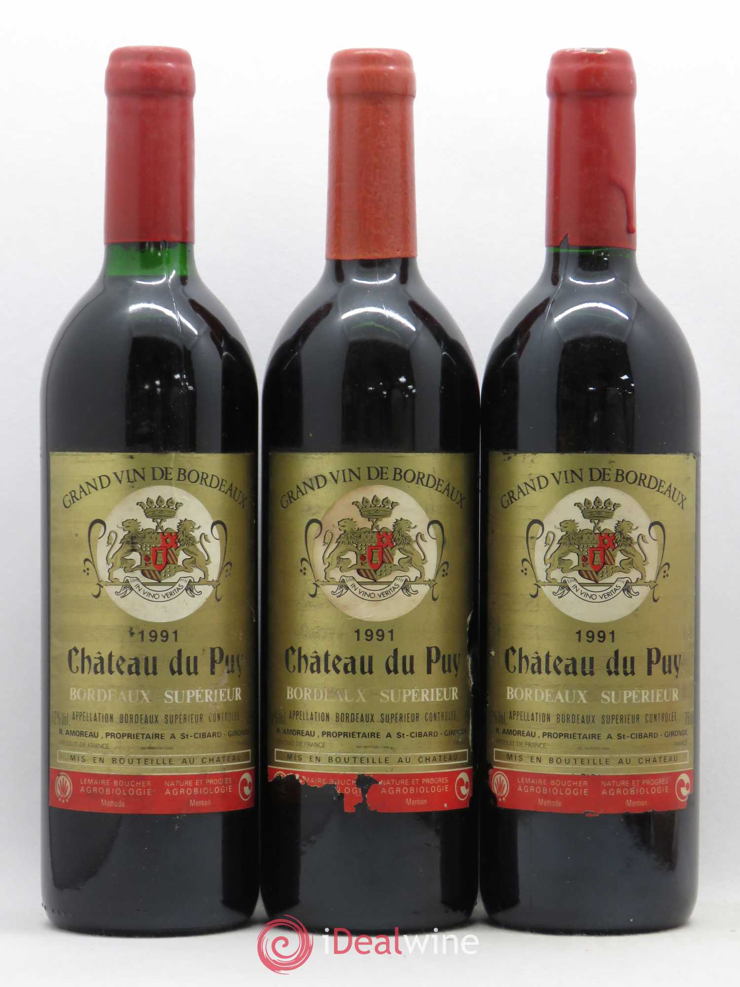 Château Le Puy 1991 - Lot of 3 bottles - 0