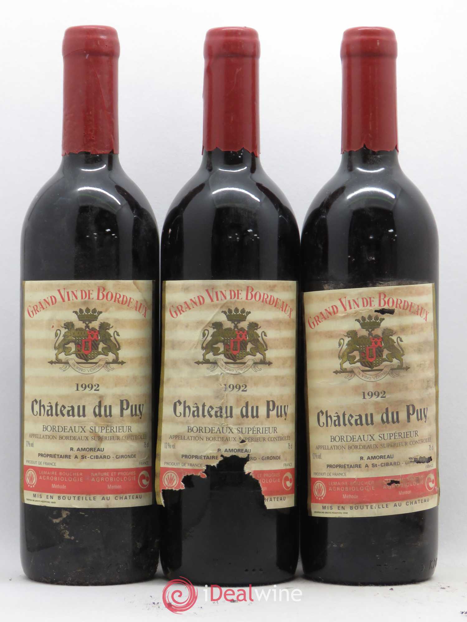 Château Le Puy 1992 - Lot de 3 bouteilles - 0