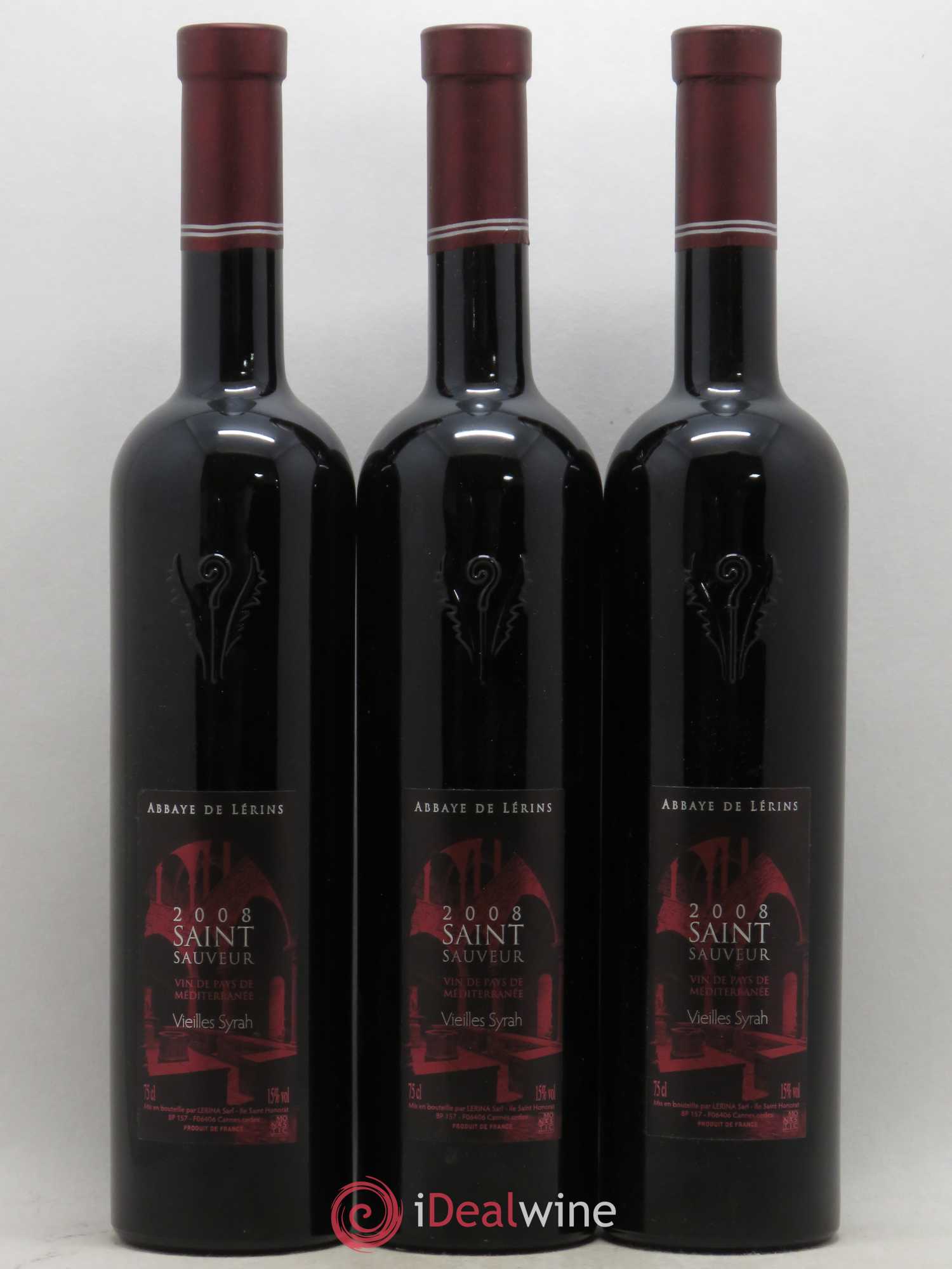 Divers IGP Méditerranée Vieilles Syrah Saint Sauveur Abbaye de Lérins 2008 - Posten von 3 Flaschen - 0