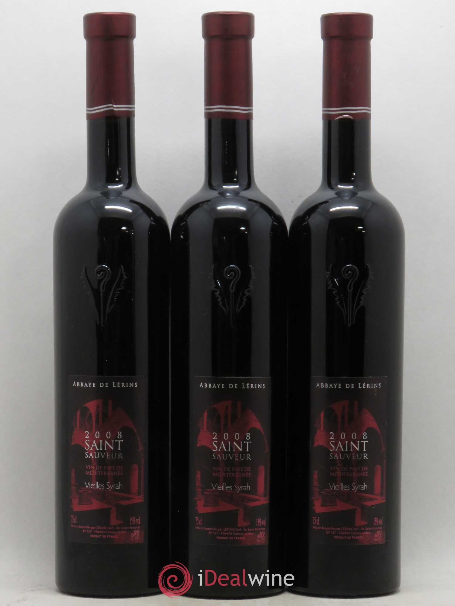 Divers IGP Méditerranée Vieilles Syrah Saint Sauveur Abbaye de Lérins 2008 - Posten von 3 Flaschen - 0
