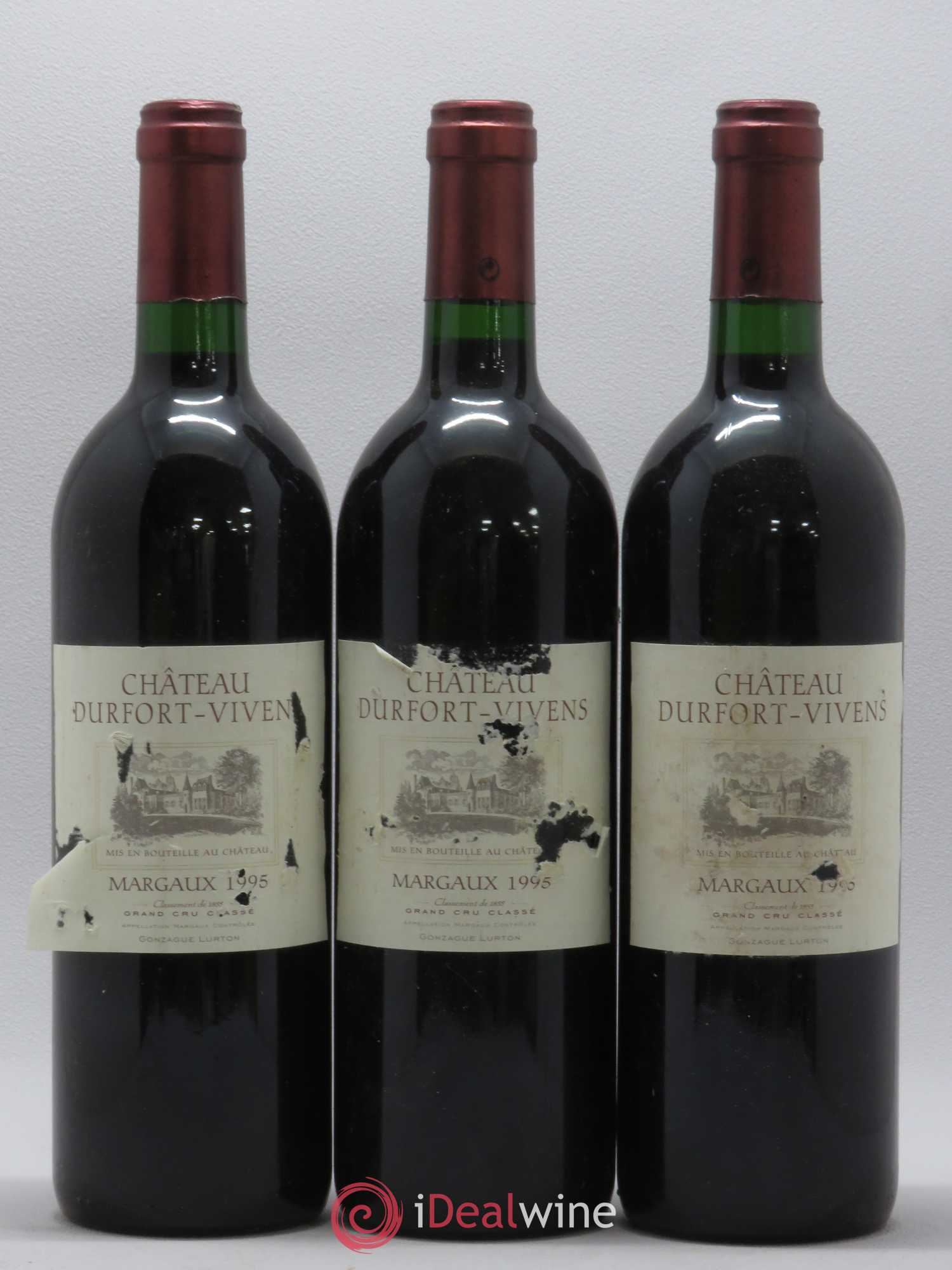 Château Durfort Vivens 2ème Grand Cru Classé 1995 - Lot de 3 bouteilles - 0