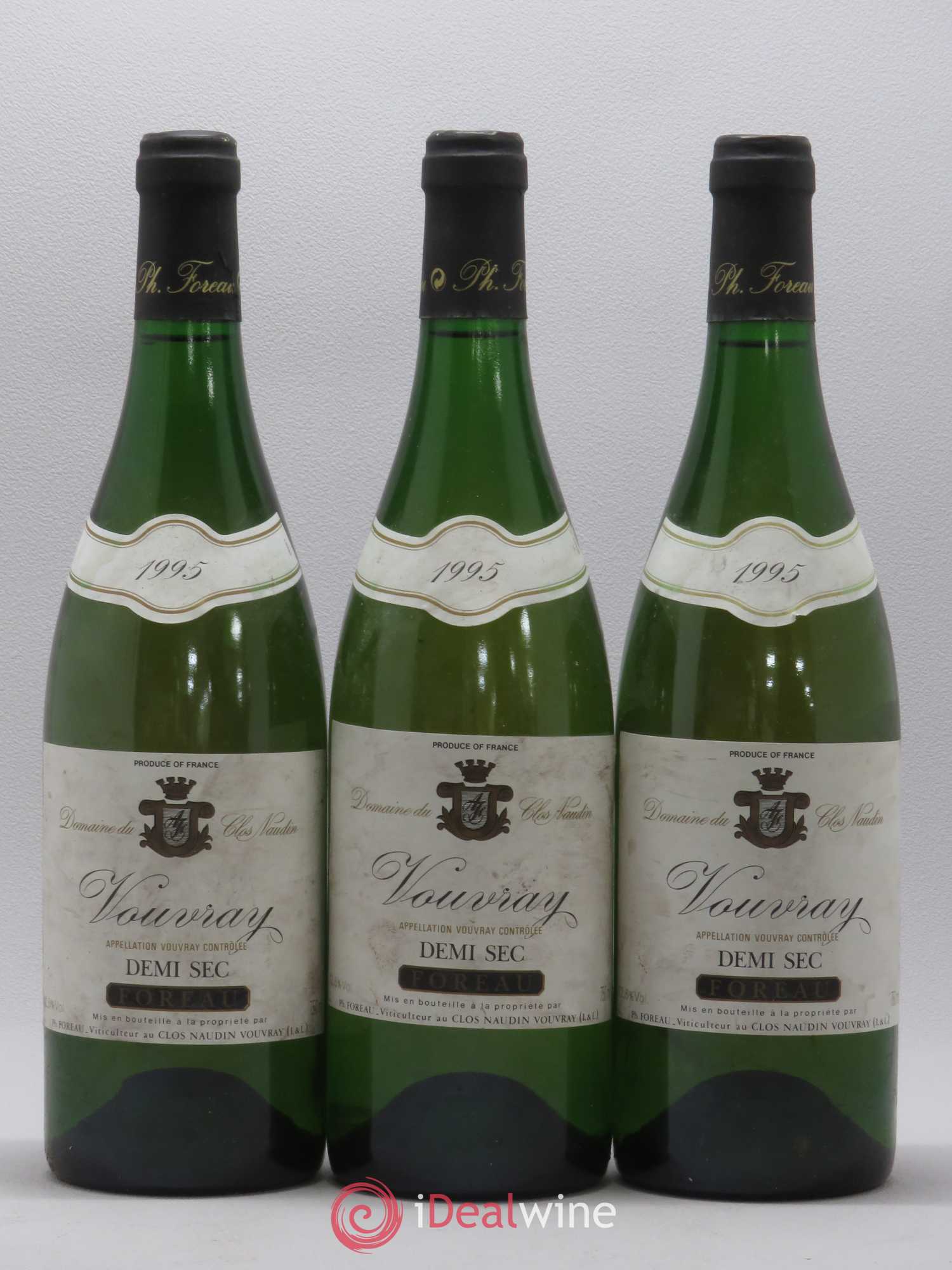 Vouvray Demi-Sec Clos Naudin - Philippe Foreau 1995 - Lot of 3 bottles - 0