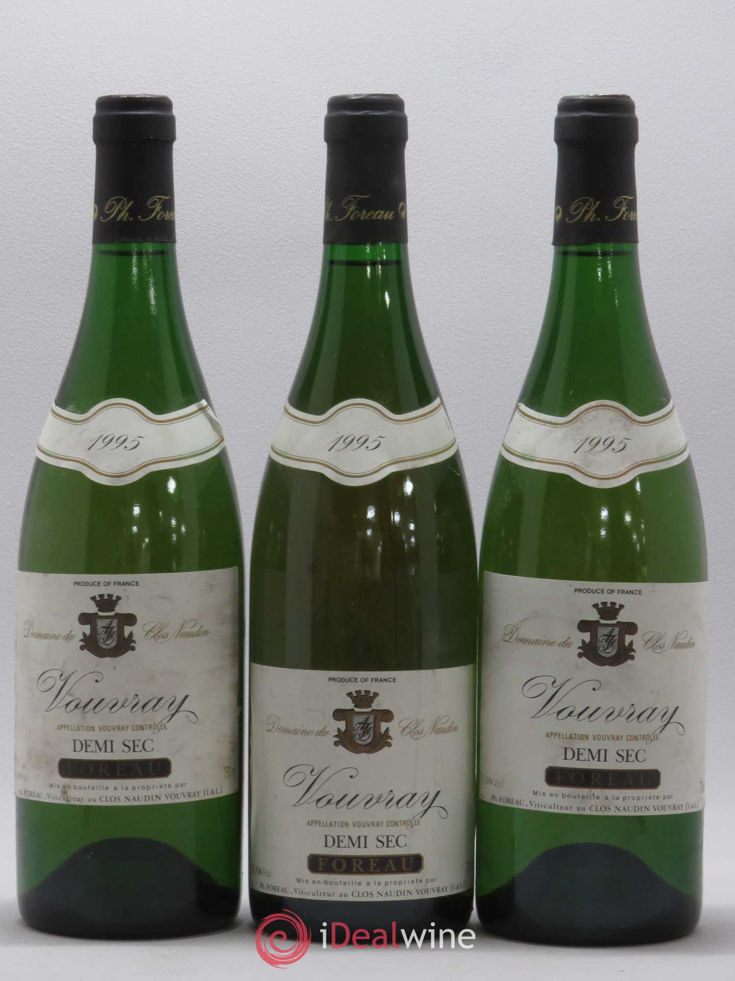 Vouvray Demi-Sec Clos Naudin - Philippe Foreau 1995 - Lot of 3 bottles - 0
