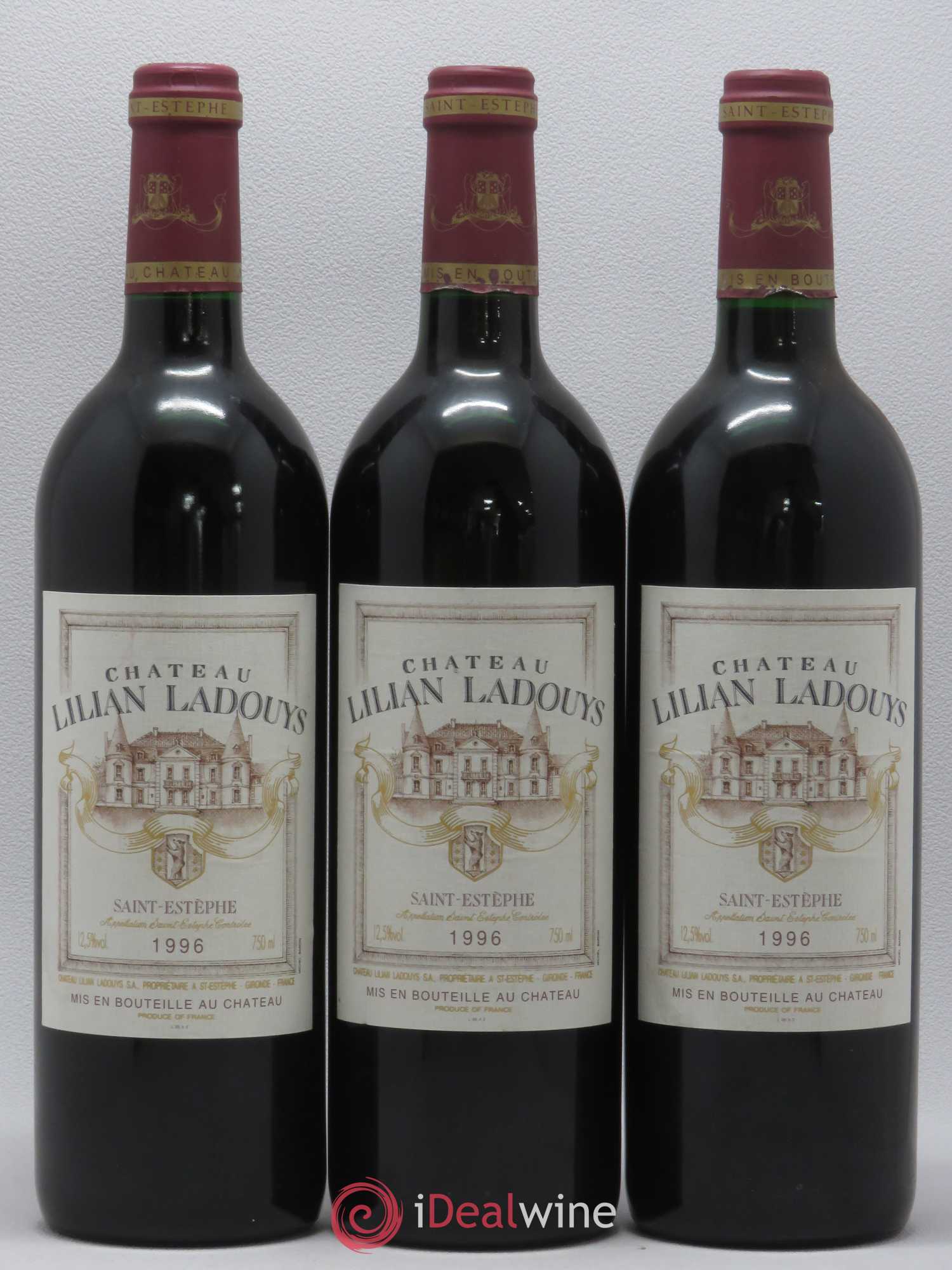 Château Lilian Ladouys Cru Bourgeois 1996 - Lot de 3 bouteilles - 0