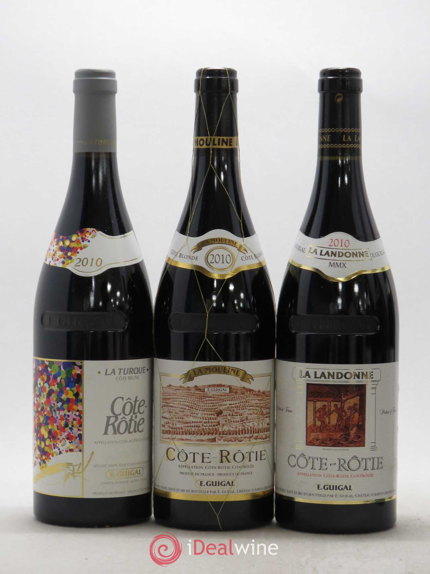 Côte-Rôtie Guigal Trilogie La Turque - La Landonne - La Mouline 2010 - Lot de 6 bouteilles - 1