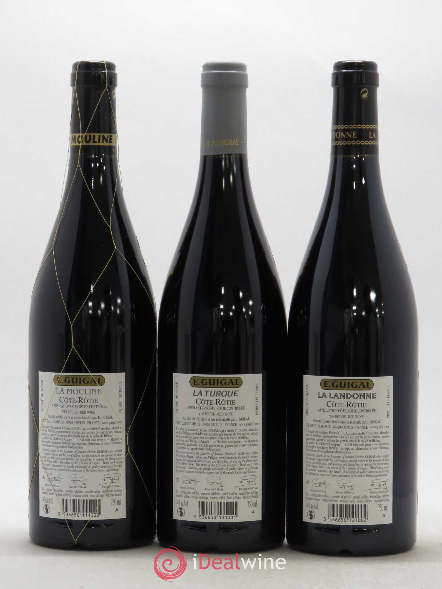 Côte-Rôtie Guigal Trilogie La Turque - La Landonne - La Mouline 2015 - Lot de 3 bouteilles - 1