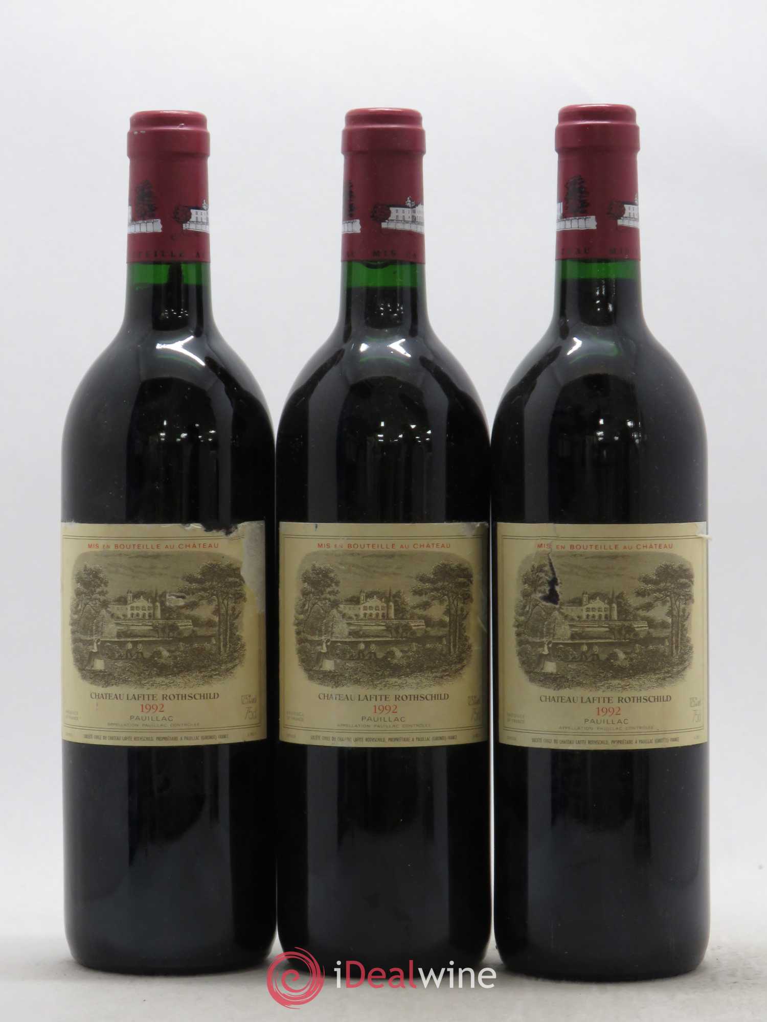 Château Lafite Rothschild 1er Grand Cru Classé 1992 - Lot de 3 bouteilles - 0